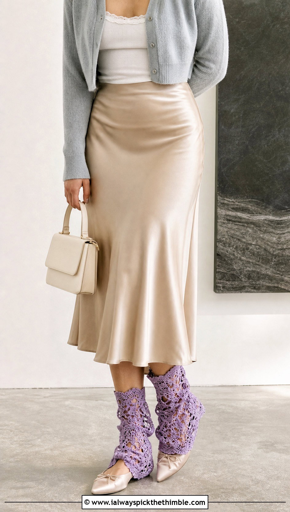 Scalloped Lace Crochet Leg Warmers With Slip Skirt And Cardigan - 25 crochet leg warmers outfit ideas