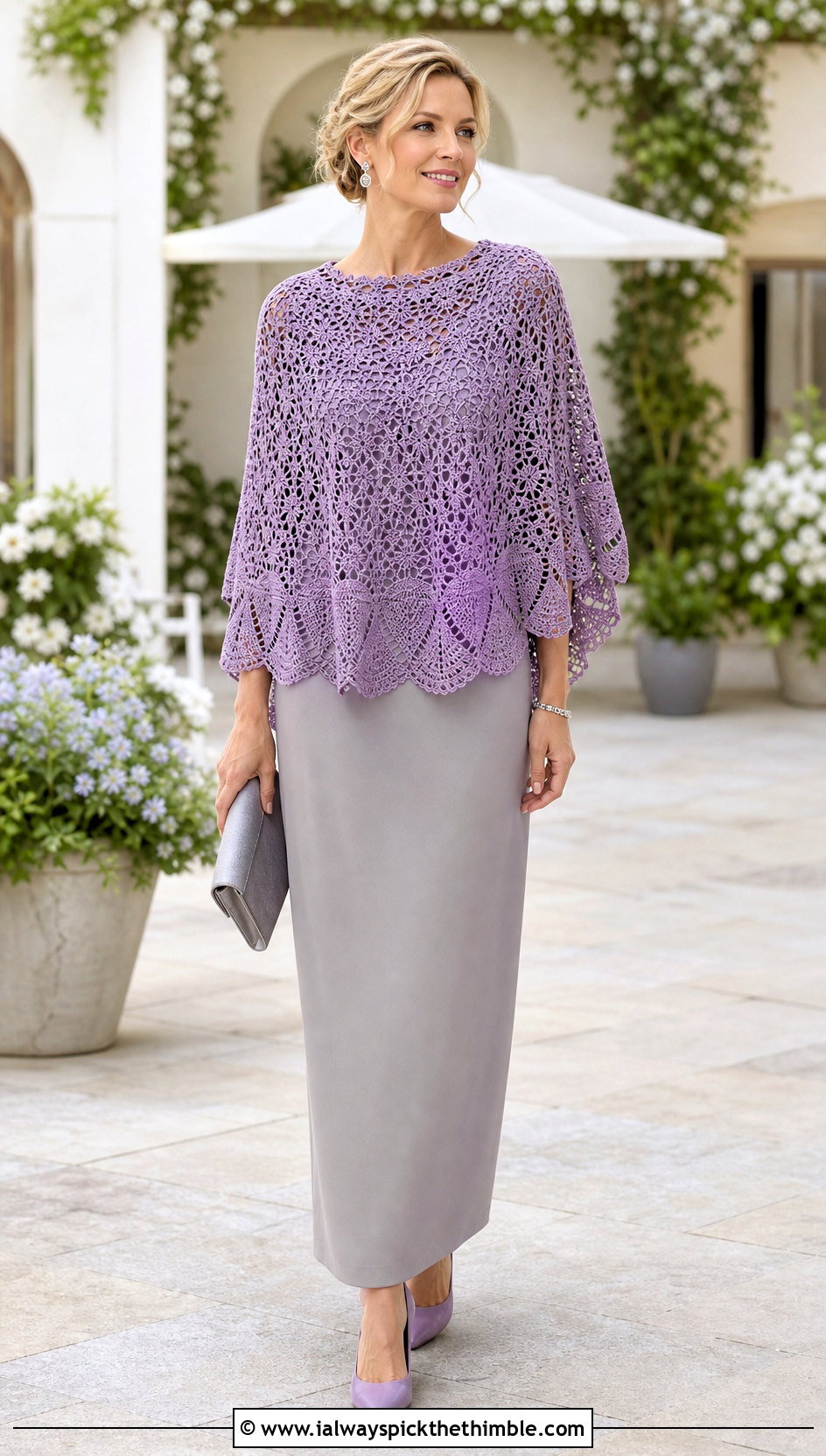 Scalloped Lace Poncho With Column Dress - 15 Crochet Lace Poncho On Hanger outfit ideas