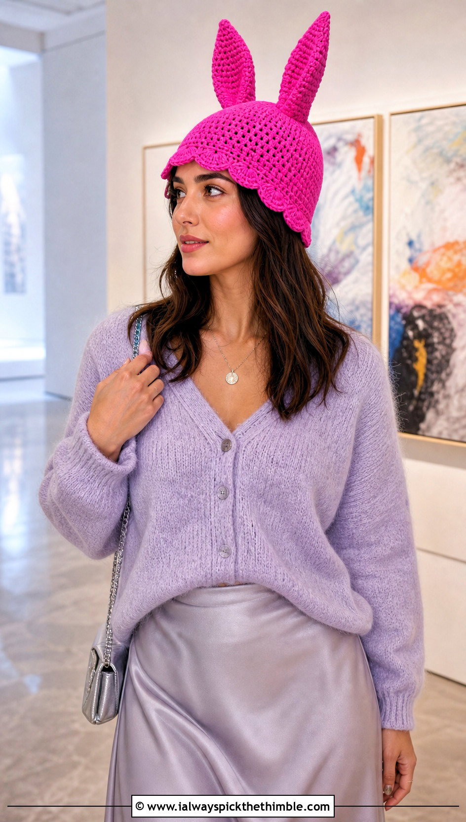 Scalloped Louise Crochet Hat With Cardigan And Midi Skirt - 20 Louise Crochet Hat outfit ideas