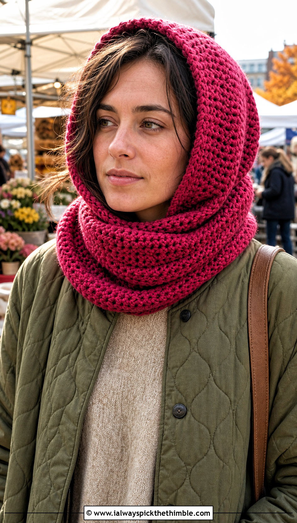 Scarf Style Crochet Balaclava With Quilted Jacket - 20 crochet balaclava ski mask outfit ideas