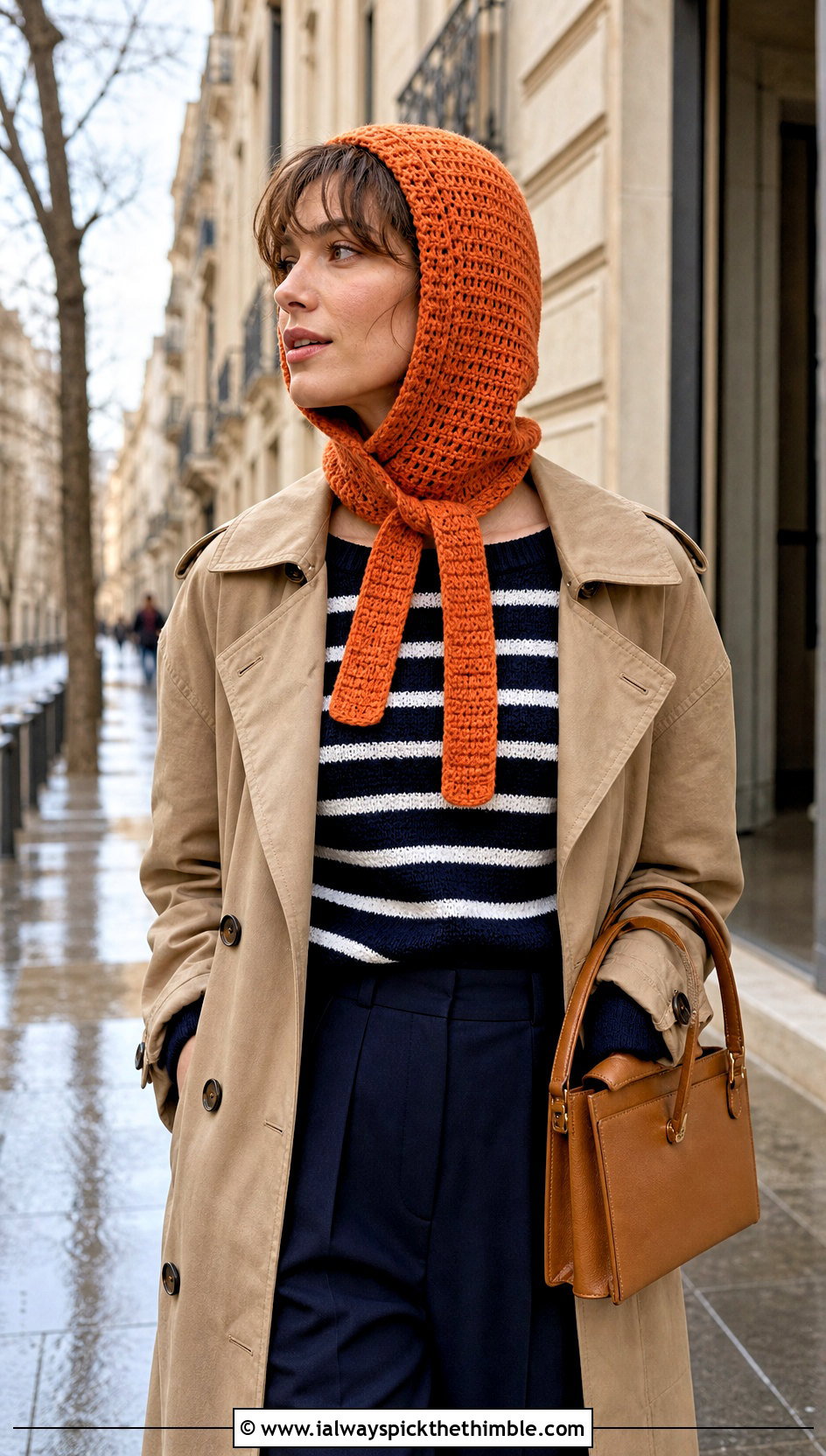 Scarf Tie Crochet Balaclava With Trench Coat - 20 hooded crochet balaclava outfit ideas