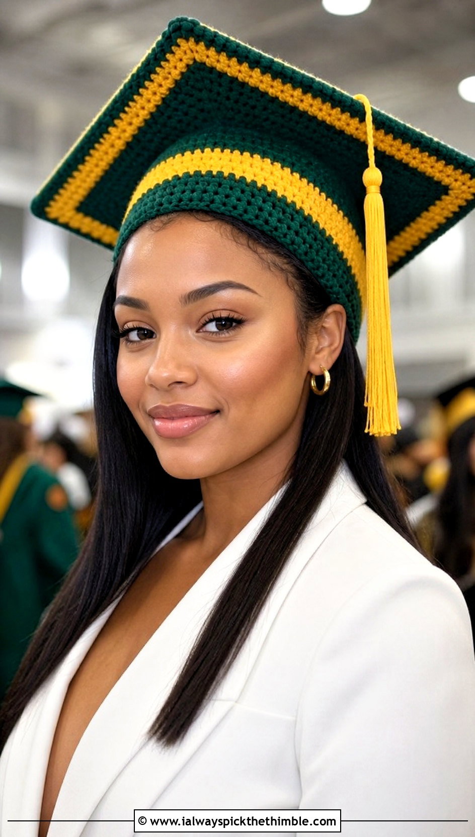 School Color Crochet Graduation Cap With Blazer Dress - 25 crochet graduation cap outfit ideas