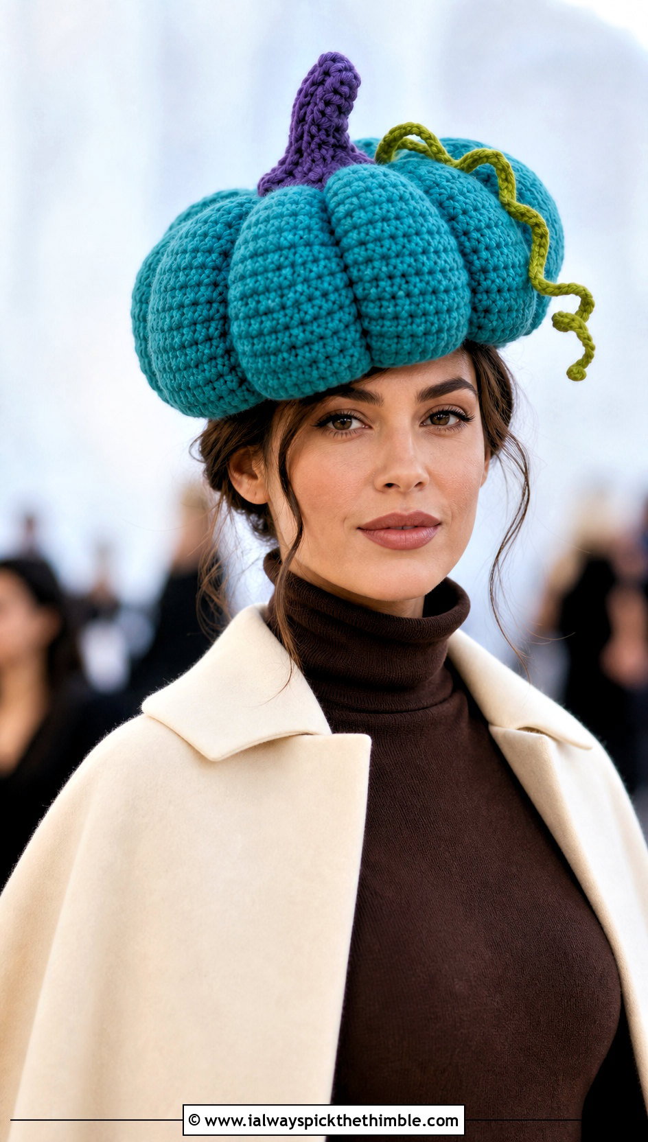Sculpted Pumpkin Crown Hat With Cape Coat - 25 crochet pumpkin hat outfit ideas