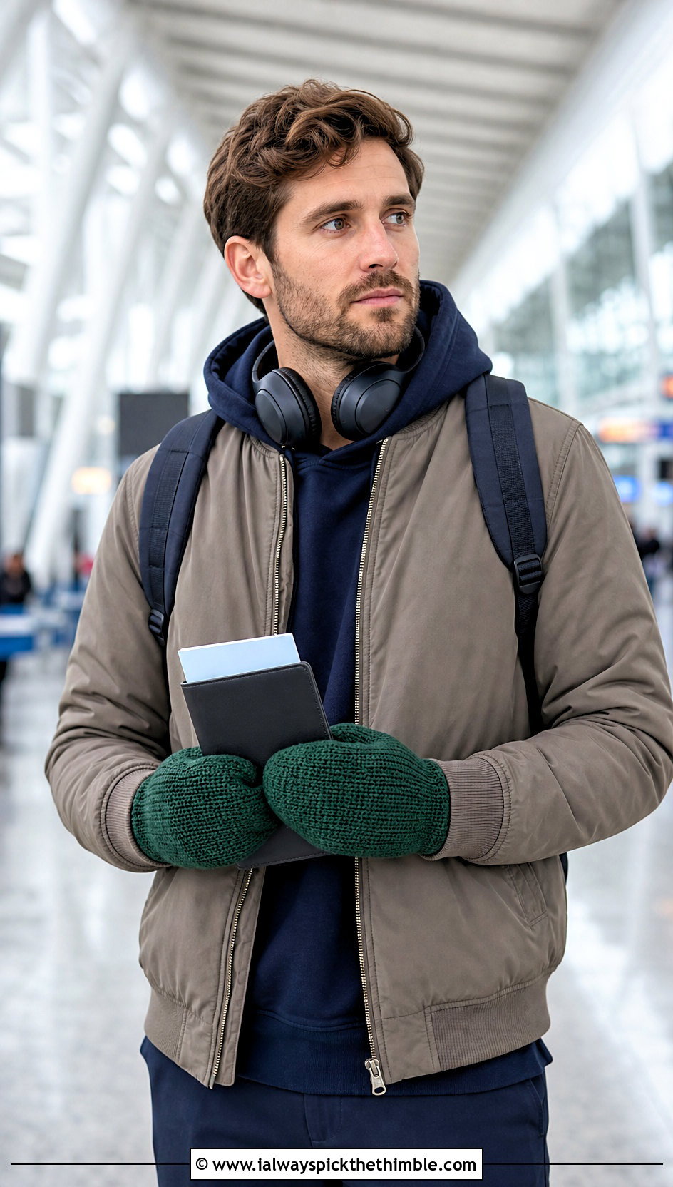Seamless Crochet Mittens With Bomber Jacket - 20 Mens Crochet Mittens outfit ideas