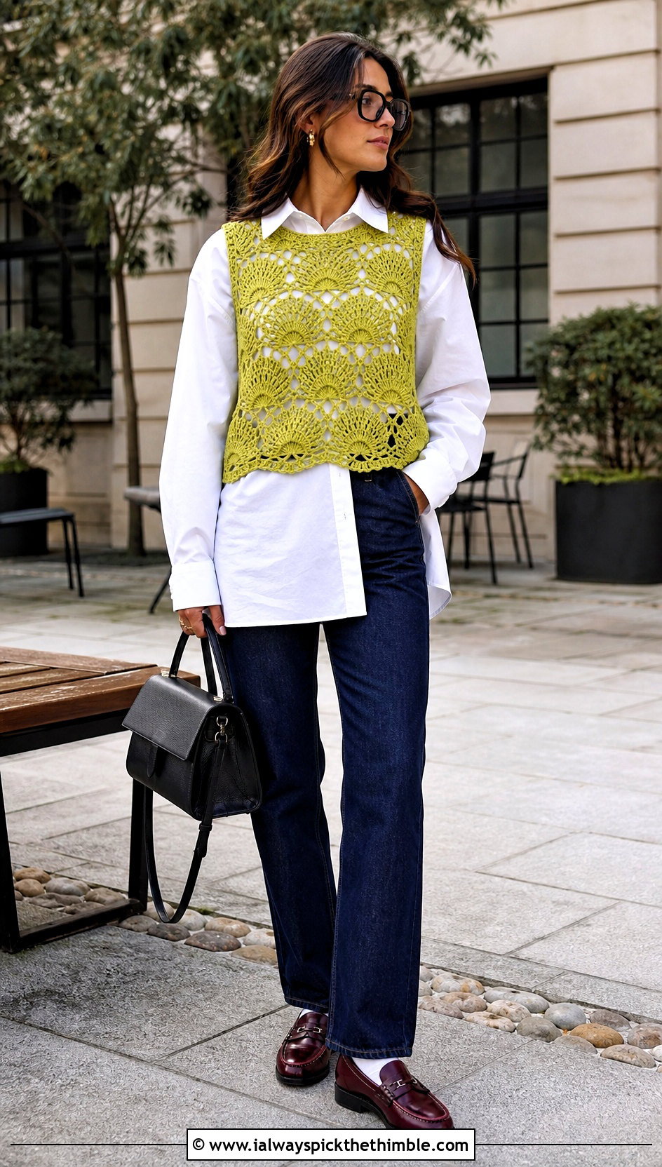 Seashell Crochet Vest Top With Poplin Shirt - 25 crochet seashell top outfit ideas