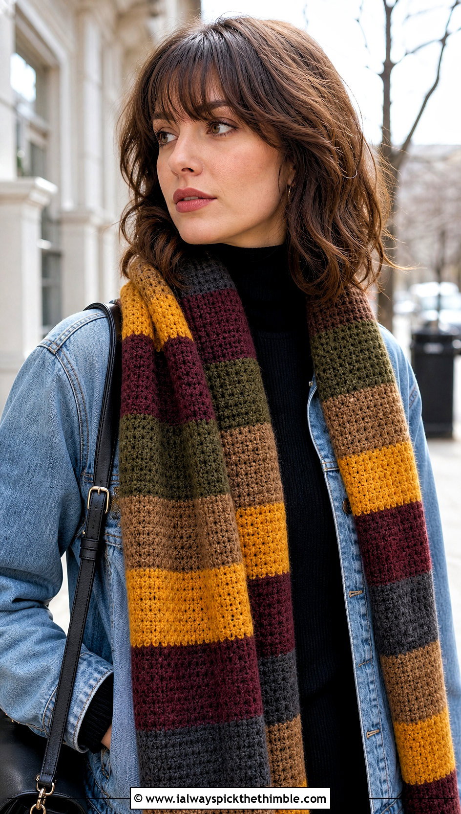 Season 13 Doctor Who Crochet Scarf With Denim Jacket - 20 Doctor Who Crochet Scarf outfit ideas