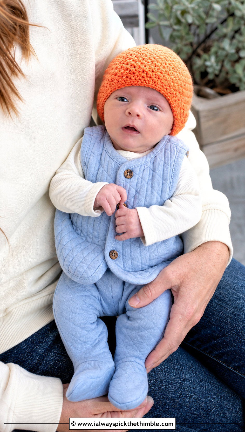 Seed Stitch Preemie Crochet Beanie With Quilted Vest Set - 20 premie crochet beanie outfit ideas