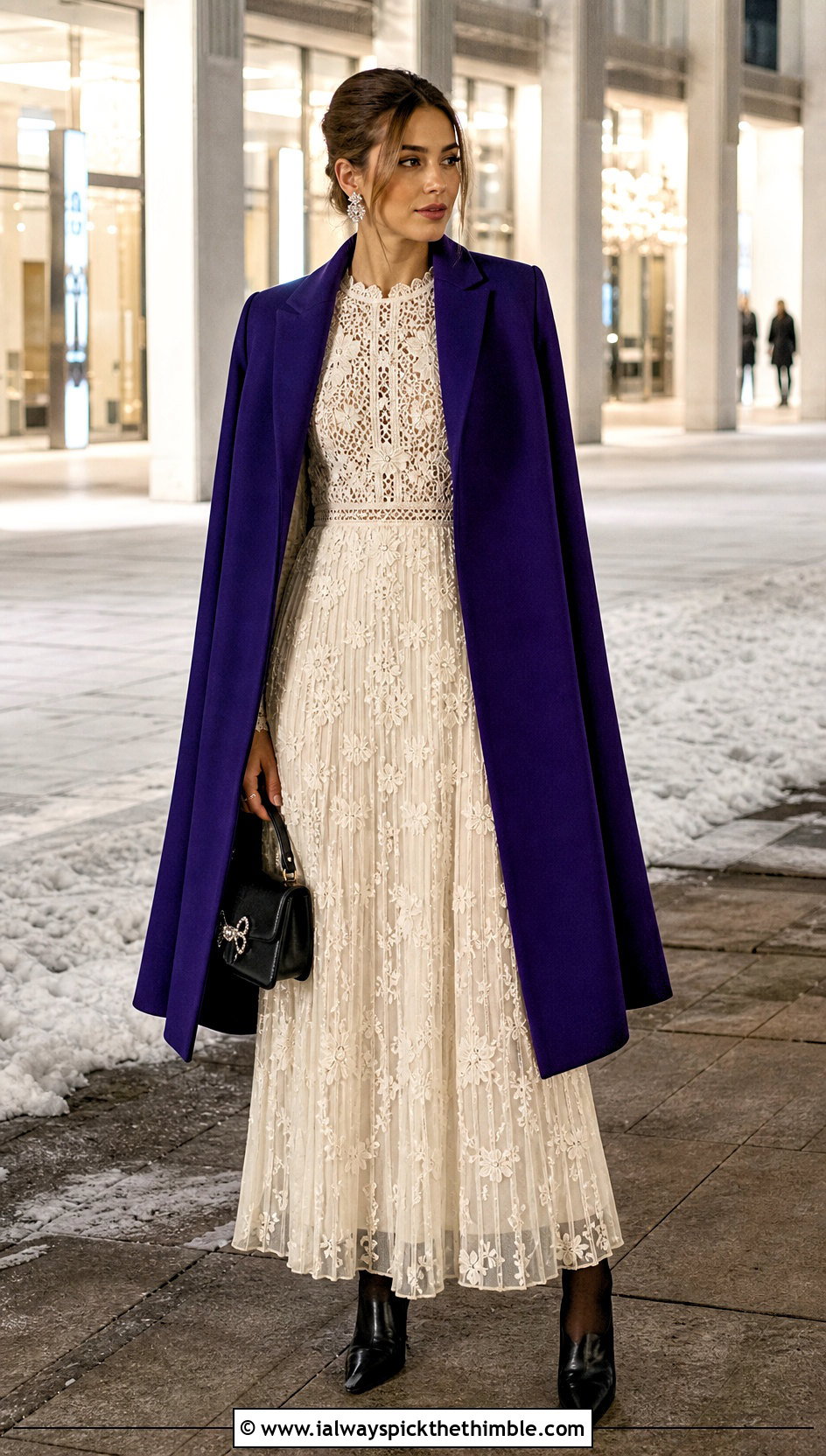 Self Portrait Pleated Crochet Floral Maxi Dress With A Cape Coat - 15 Self Portrait Pleated Crochet Floral Maxi Dress outfit ideas