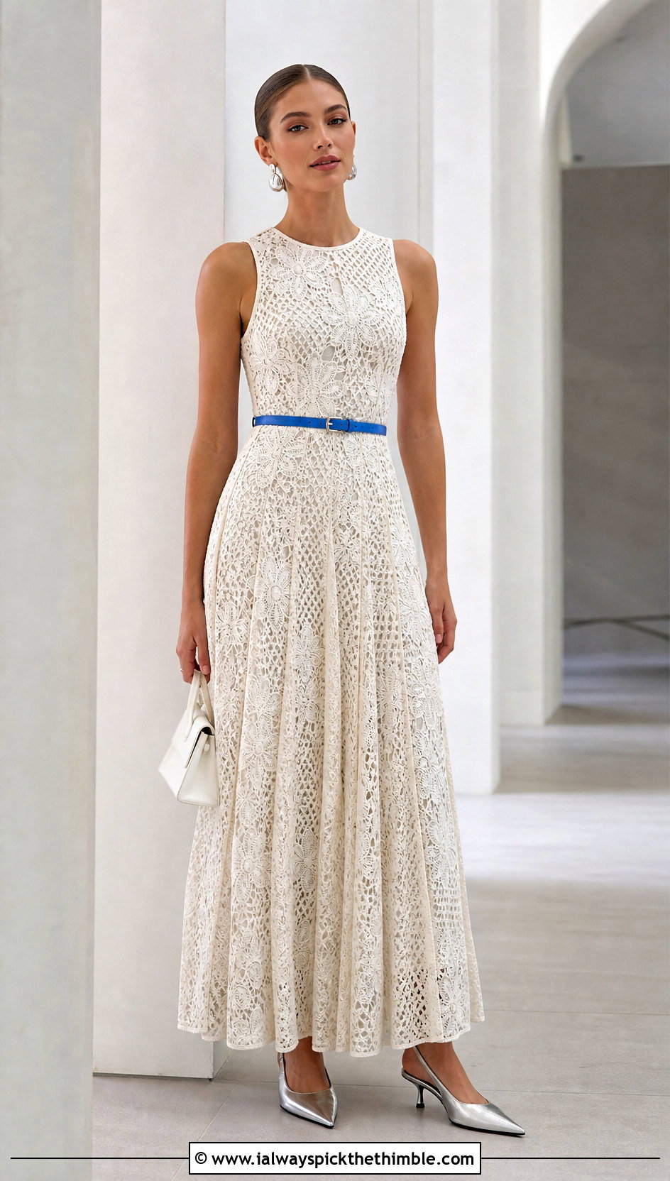 Self Portrait Pleated Crochet Floral Maxi Dress With A Statement Belt - 15 Self Portrait Pleated Crochet Floral Maxi Dress outfit ideas
