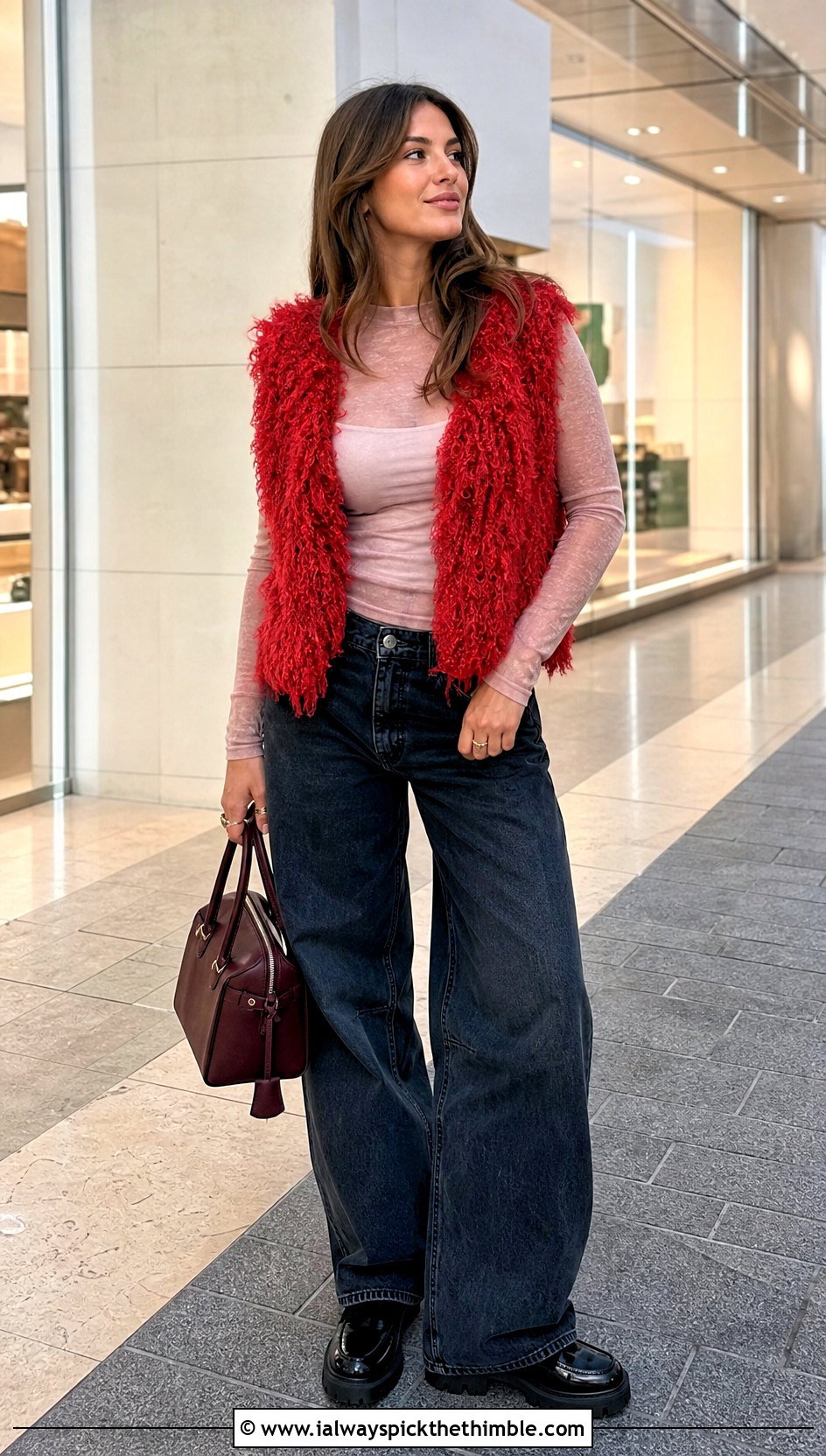 Shag Crochet Vest With Long Sleeve Mesh Top - 20 fluffy crochet clothes and outfit ideas