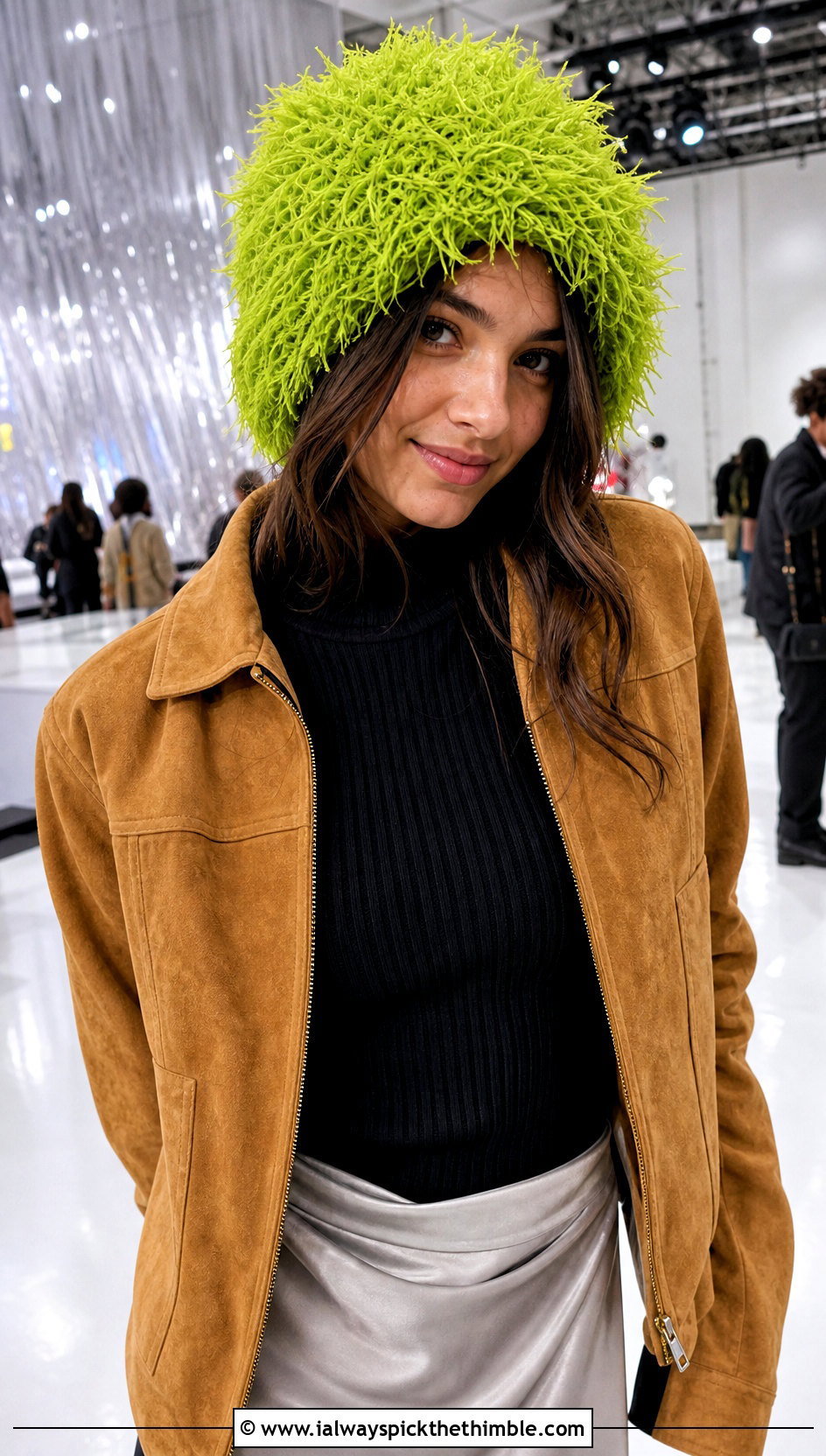 Shaggy Faux Fur Crochet Hat With Satin Skirt - 25 crochet fur hat outfit ideas