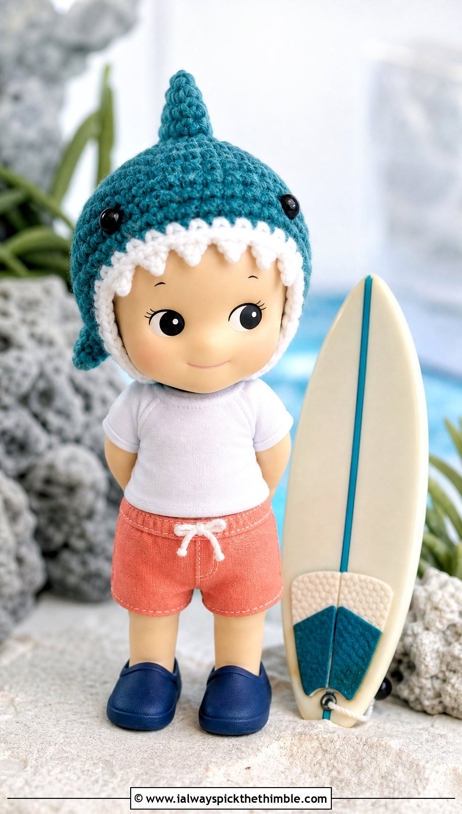 Shark Hood Sonny Angel Crochet Hat With Surfer Outfit - 20 sonny angel crochet hat outfit ideas