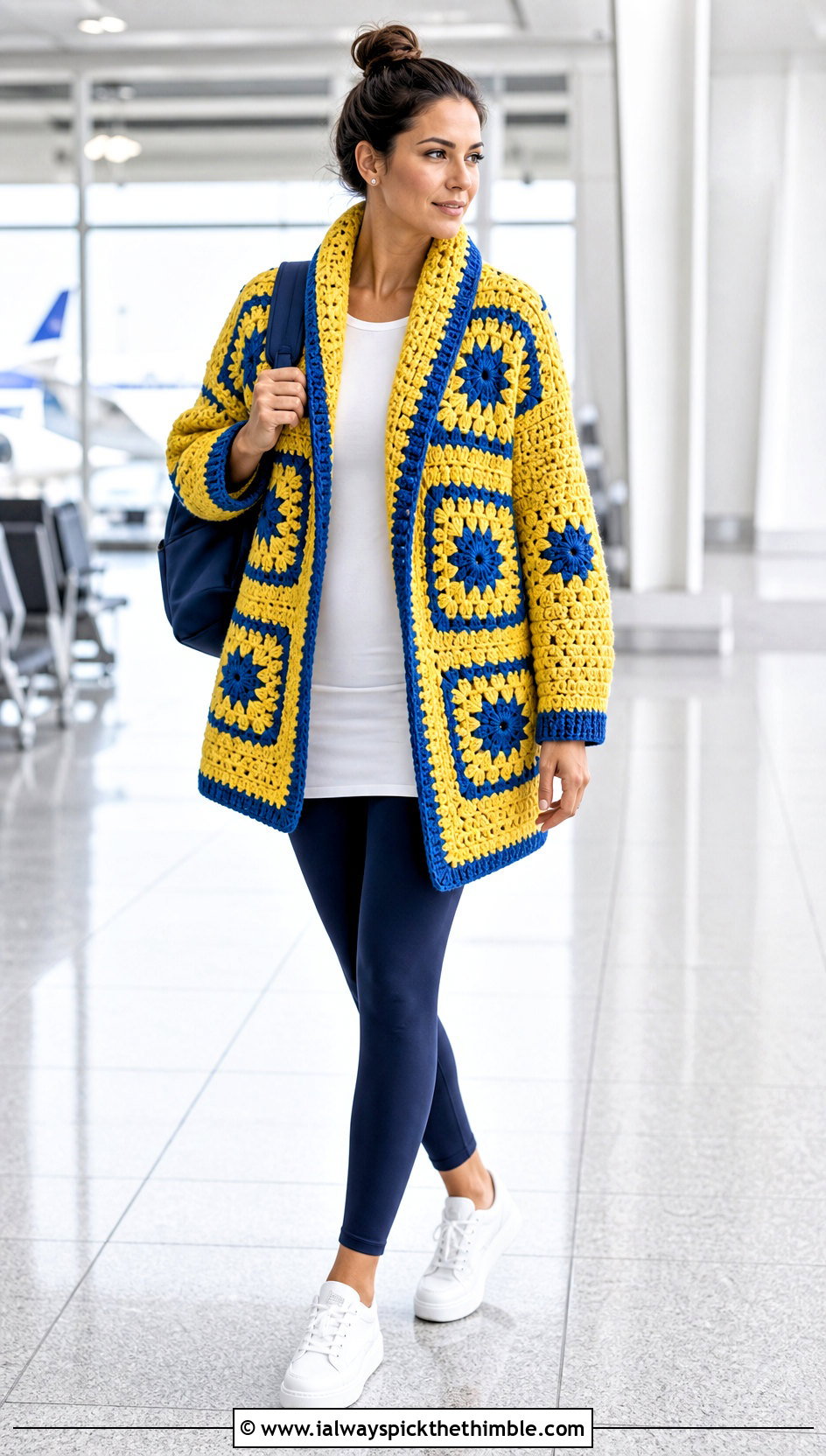 Shawl Collar Big Granny Square Cardigan With Leggings - 25 Big Granny Square Cardigan outfit ideas