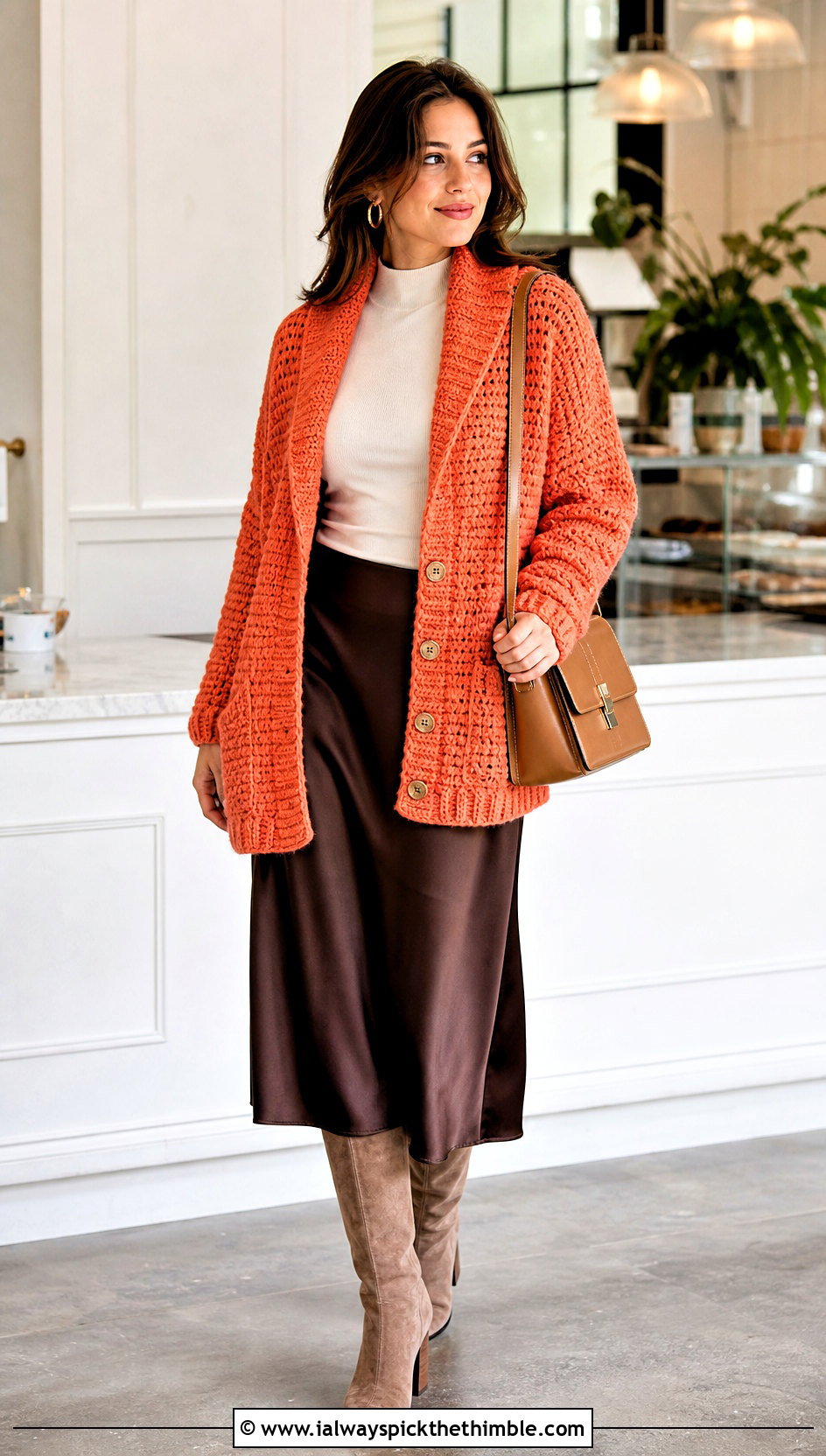 Shawl Collar Button Crochet Cardigan With Satin Skirt - 15 crochet cardigan with button closure outfit ideas
