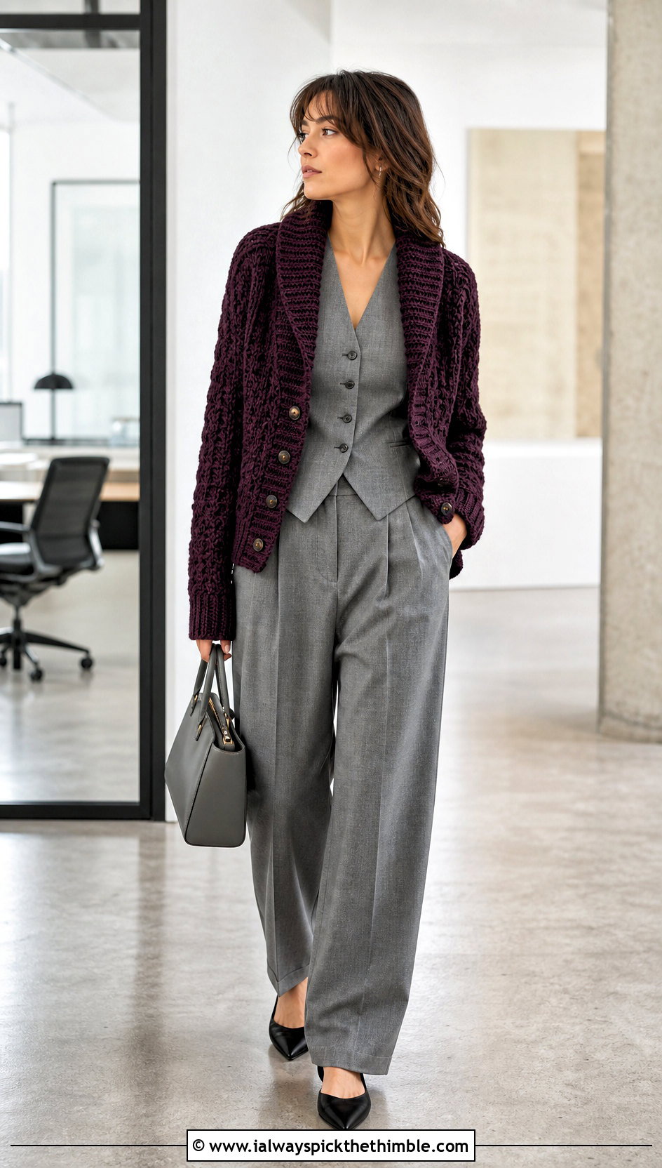 Shawl Collar Cardigan With Tailored Suit - 25 crochet taylor swift cardigan outfit ideas