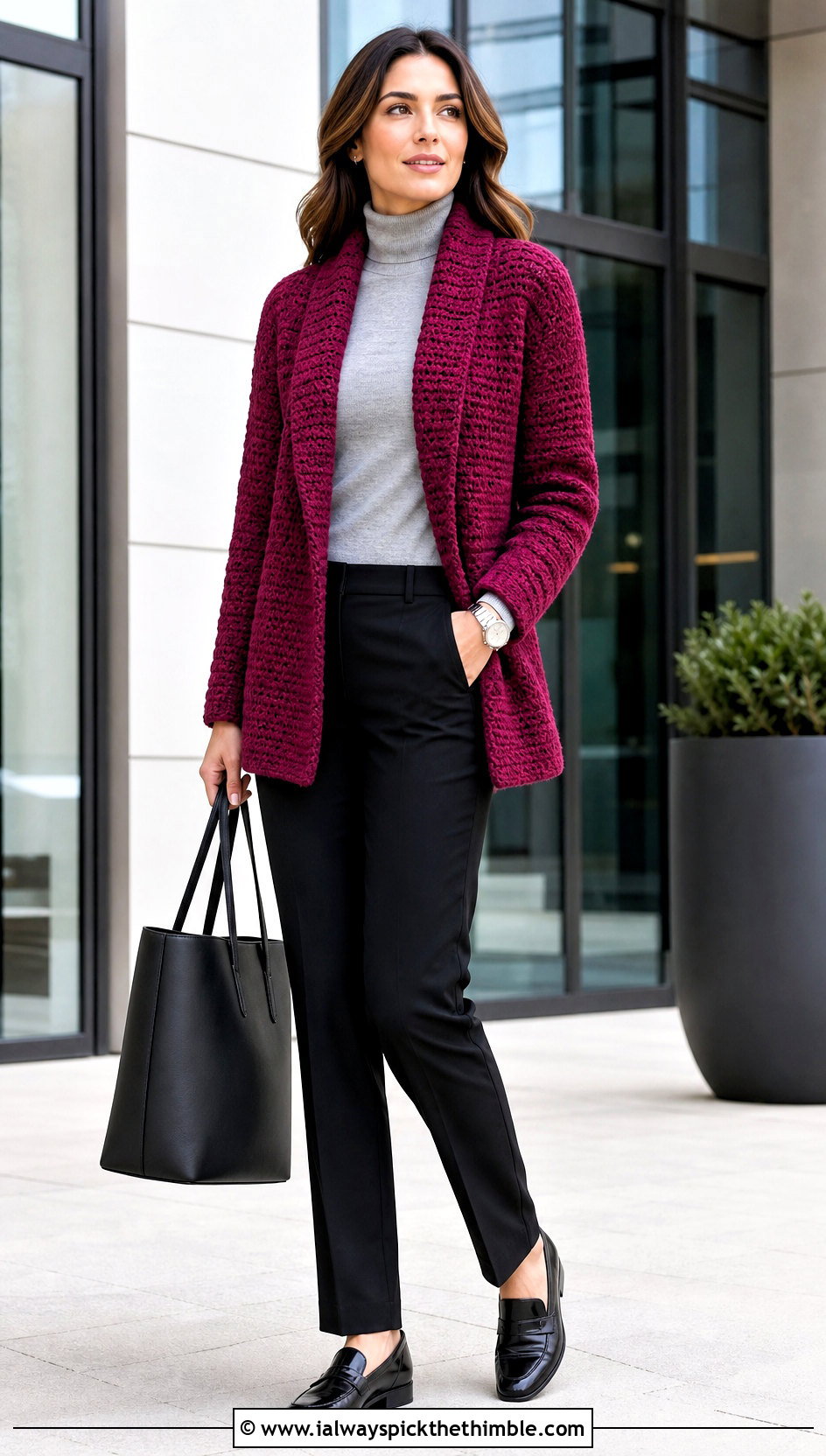 Shawl Collar Crochet Cardigan With Turtleneck And Trousers - 20 diy crochet cardigan outfit ideas