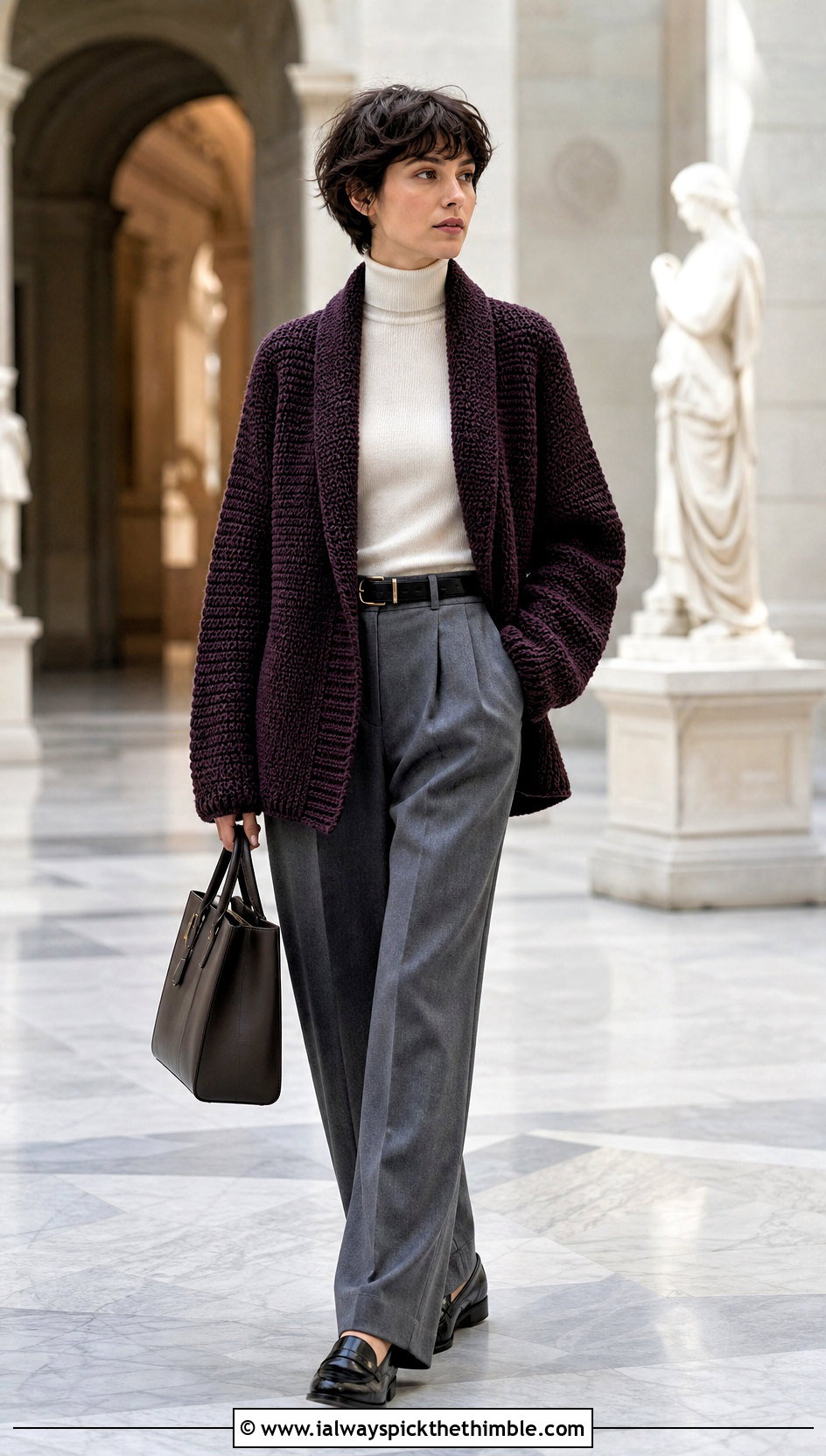 Shawl Collar Crochet Cardigan With Turtleneck And Wool Trousers - 20 Masc Crochet Clothes and outfit ideas
