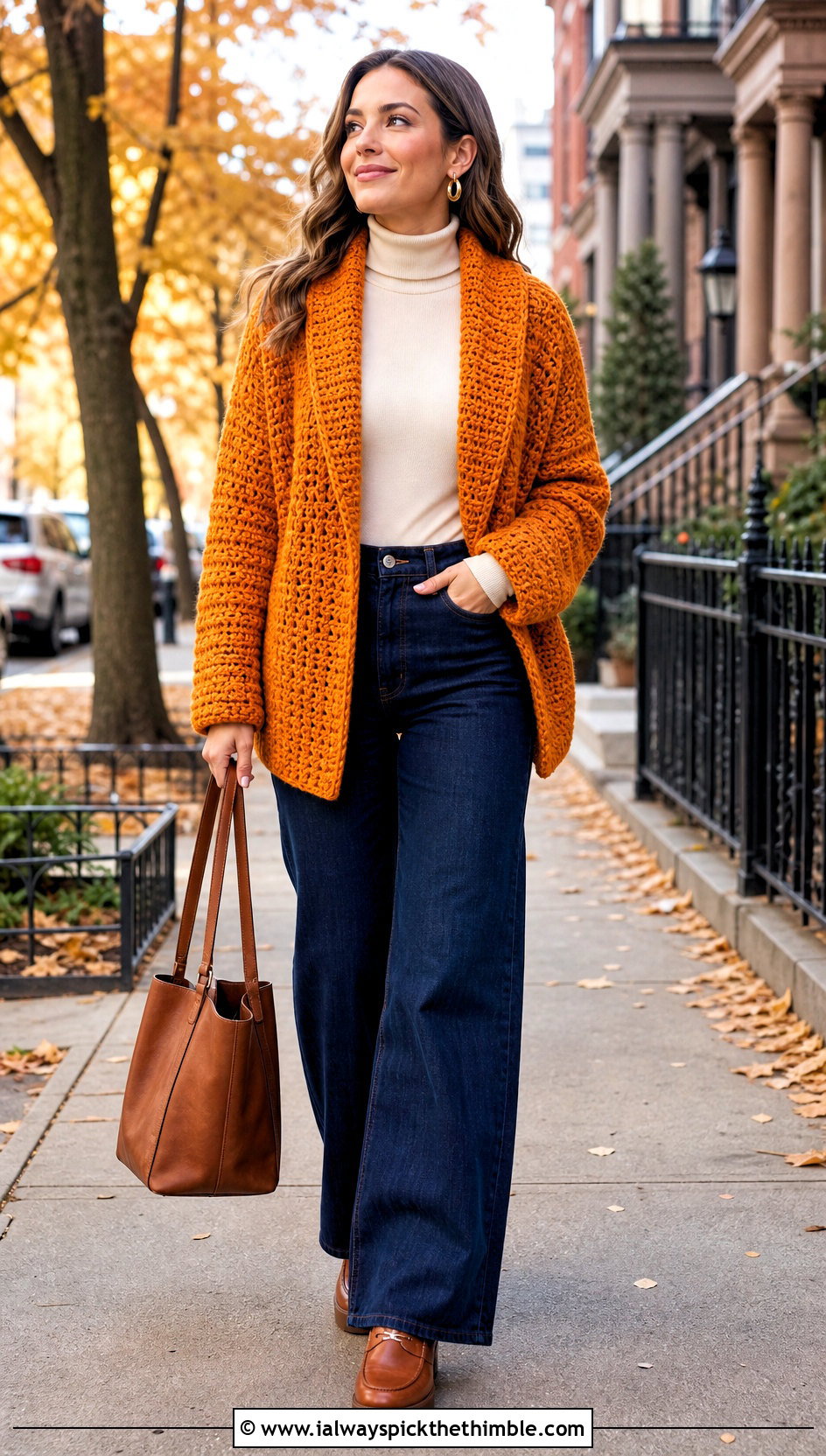 Shawl Collar Crochet Cardigan With Wide Leg Jeans - 20 Crochet Cardigan For Women Sweater Coats outfit ideas