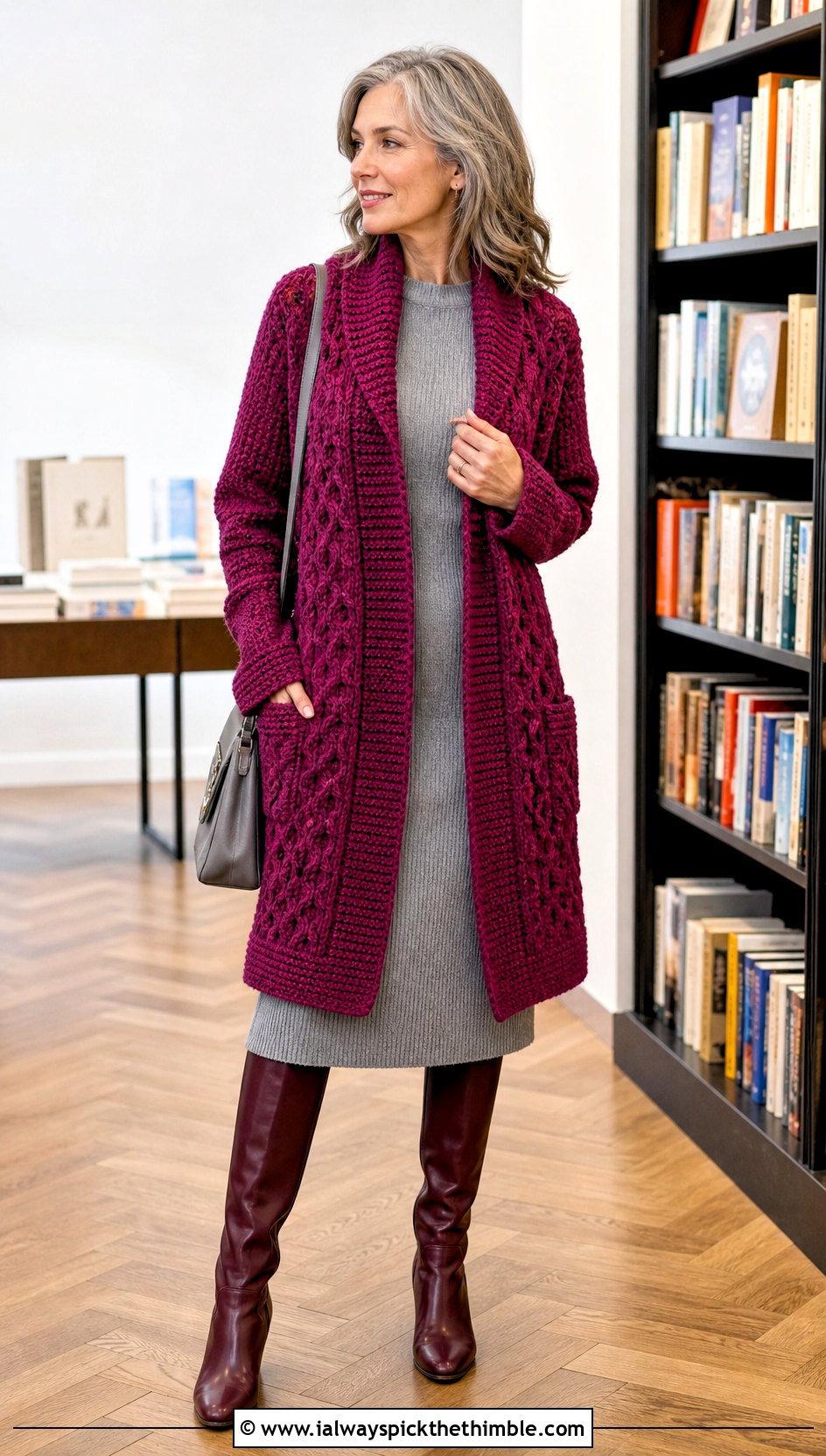 Shawl Collar Crochet Folklore Cardigan With Ribbed Column Dress - 25 crochet folklore cardigan outfit ideas