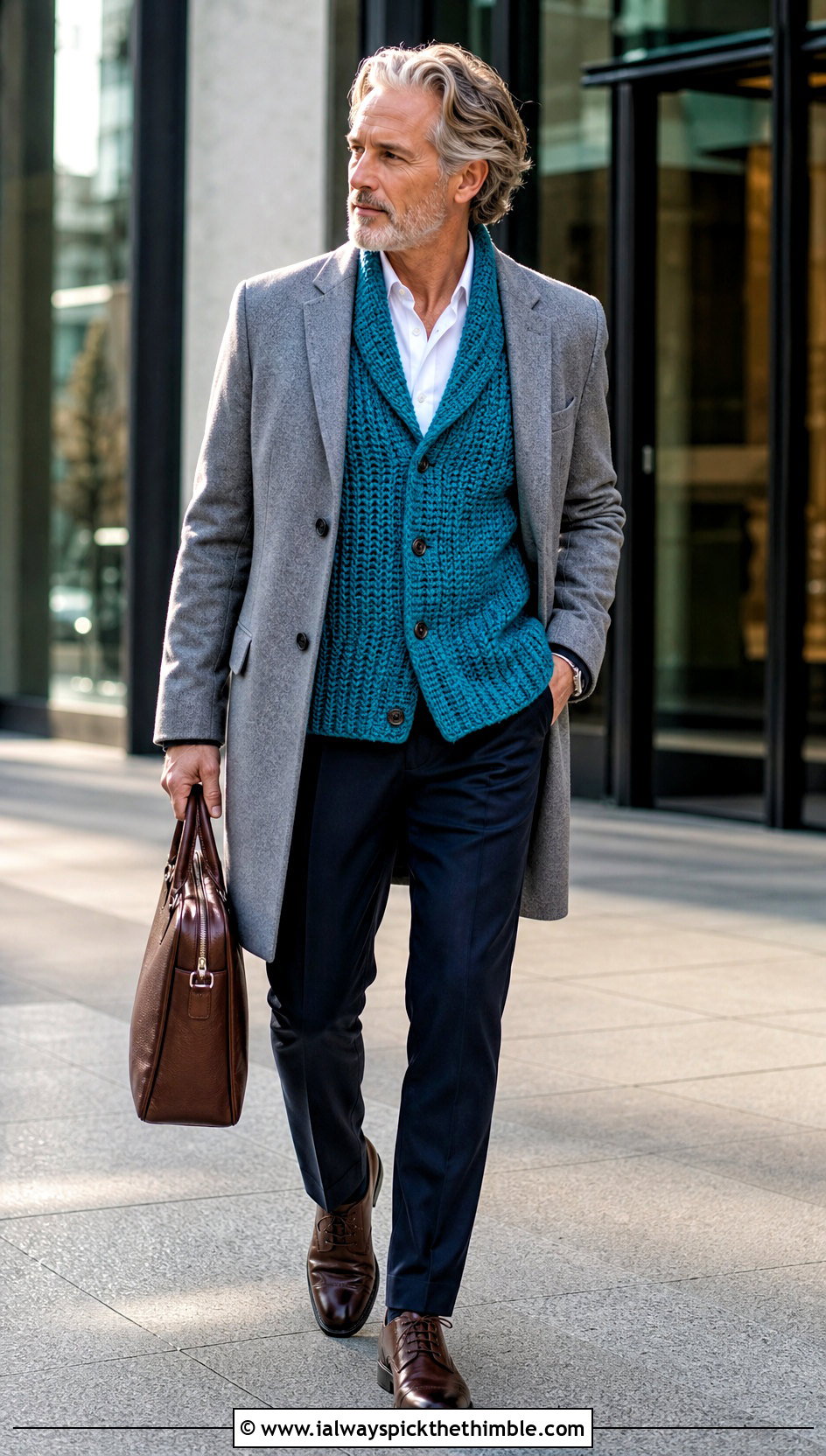 Shawl Collar Crochet Sweater With Dress Pants - 20 man crochet sweater outfit ideas