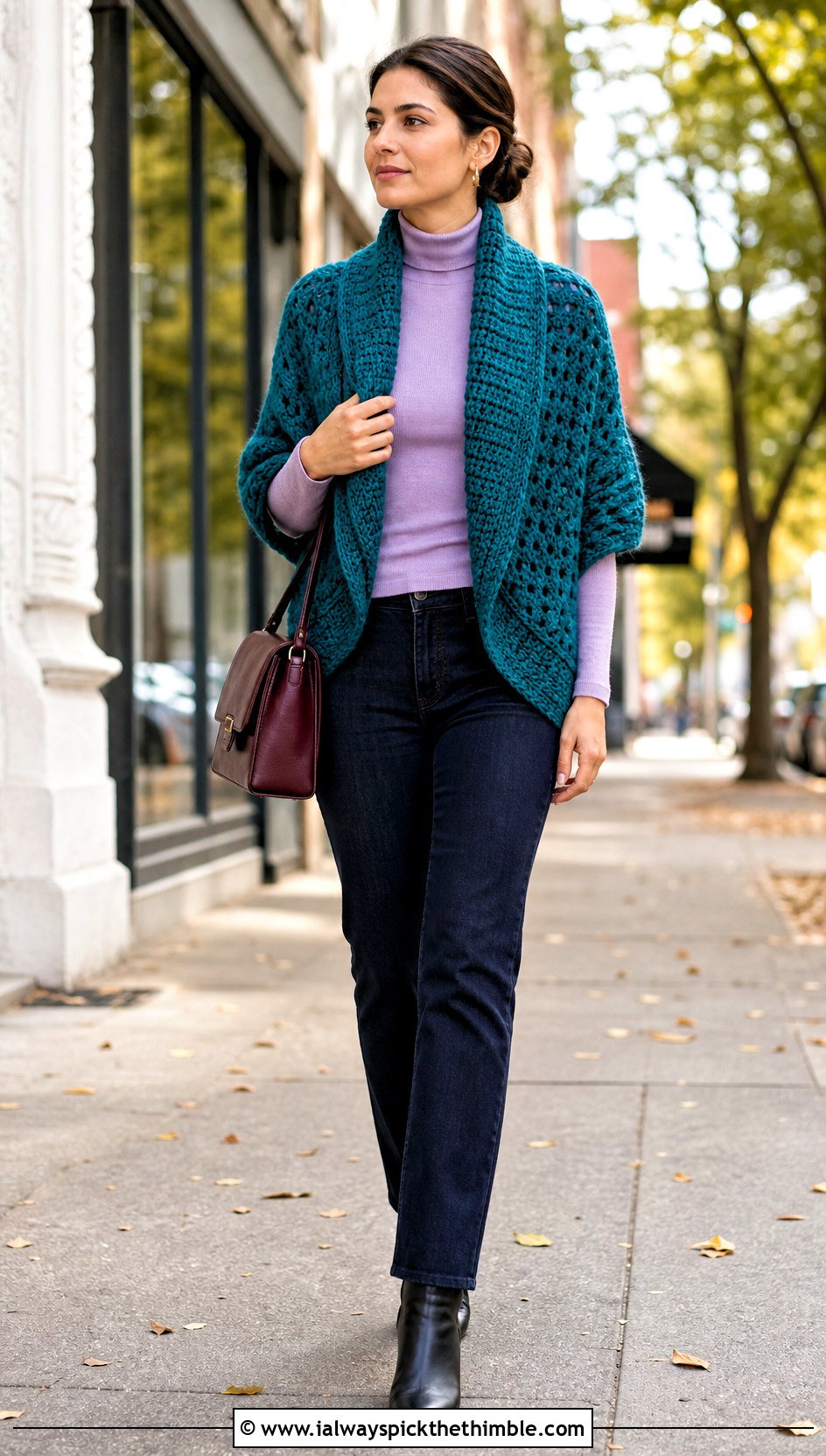 Shawl Collar Crochet Wrap Shrug With Jeans And Boots - 25 Crochet Wrap Shrug outfit ideas