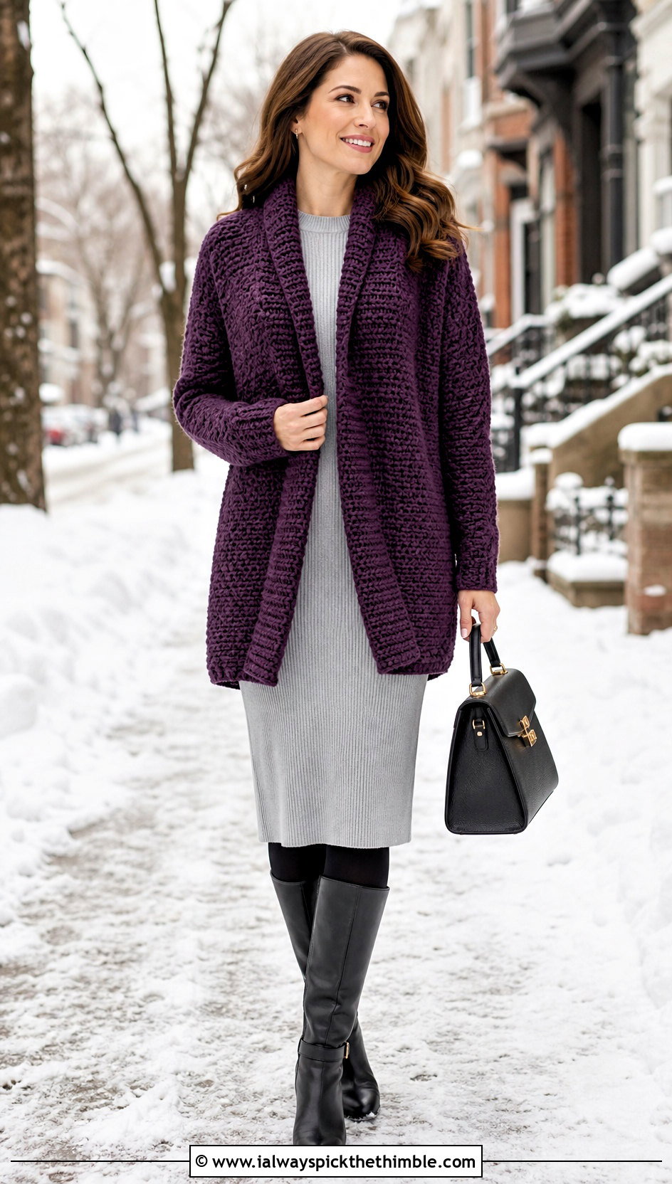 Shawl Collar Top Down Crochet Raglan Cardigan With Knit Dress - 20 top down crochet raglan cardigan outfit ideas