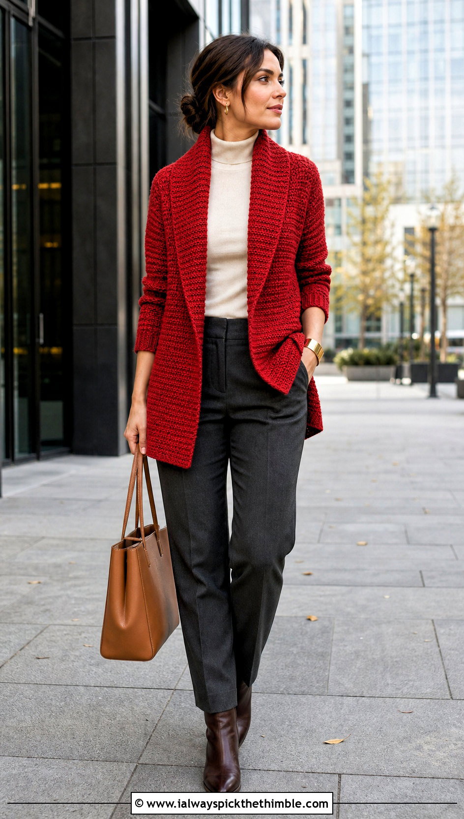 Shawl Collar Tunisian Cardigan With Turtleneck And Trousers - 25 tunisian crochet cardigan outfit ideas