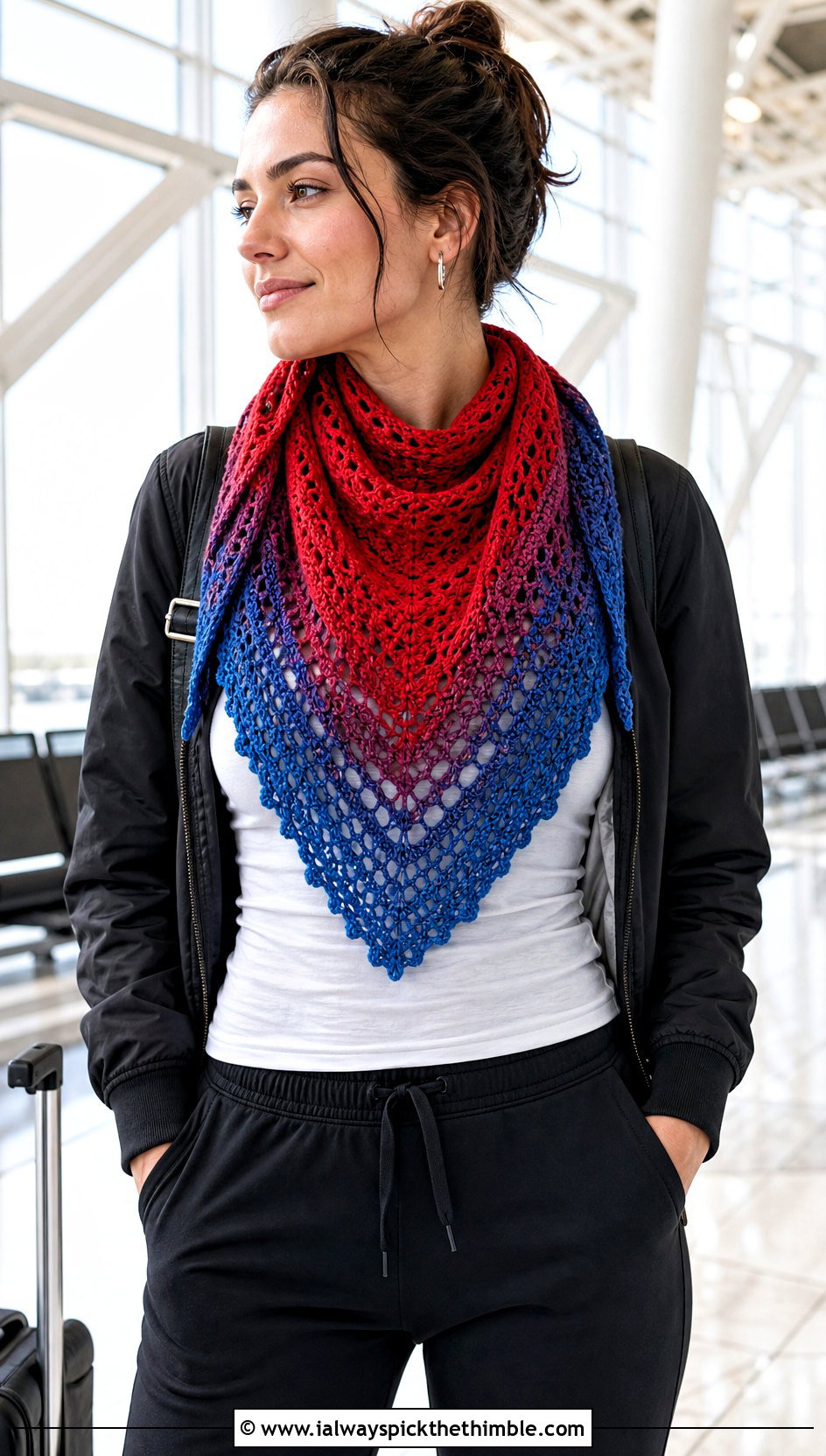 Shawlette Mandala Yarn Crochet Shawl With Bomber Jacket - 20 Mandala Yarn Crochet Shawl outfit ideas