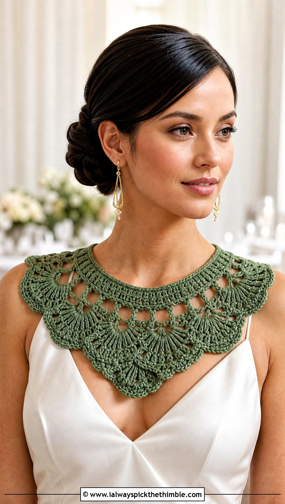 Shell Edge Crochet Collar With Bias Cut Wedding Dress - 15 Crochet Collar For Wedding Dress outfit ideas