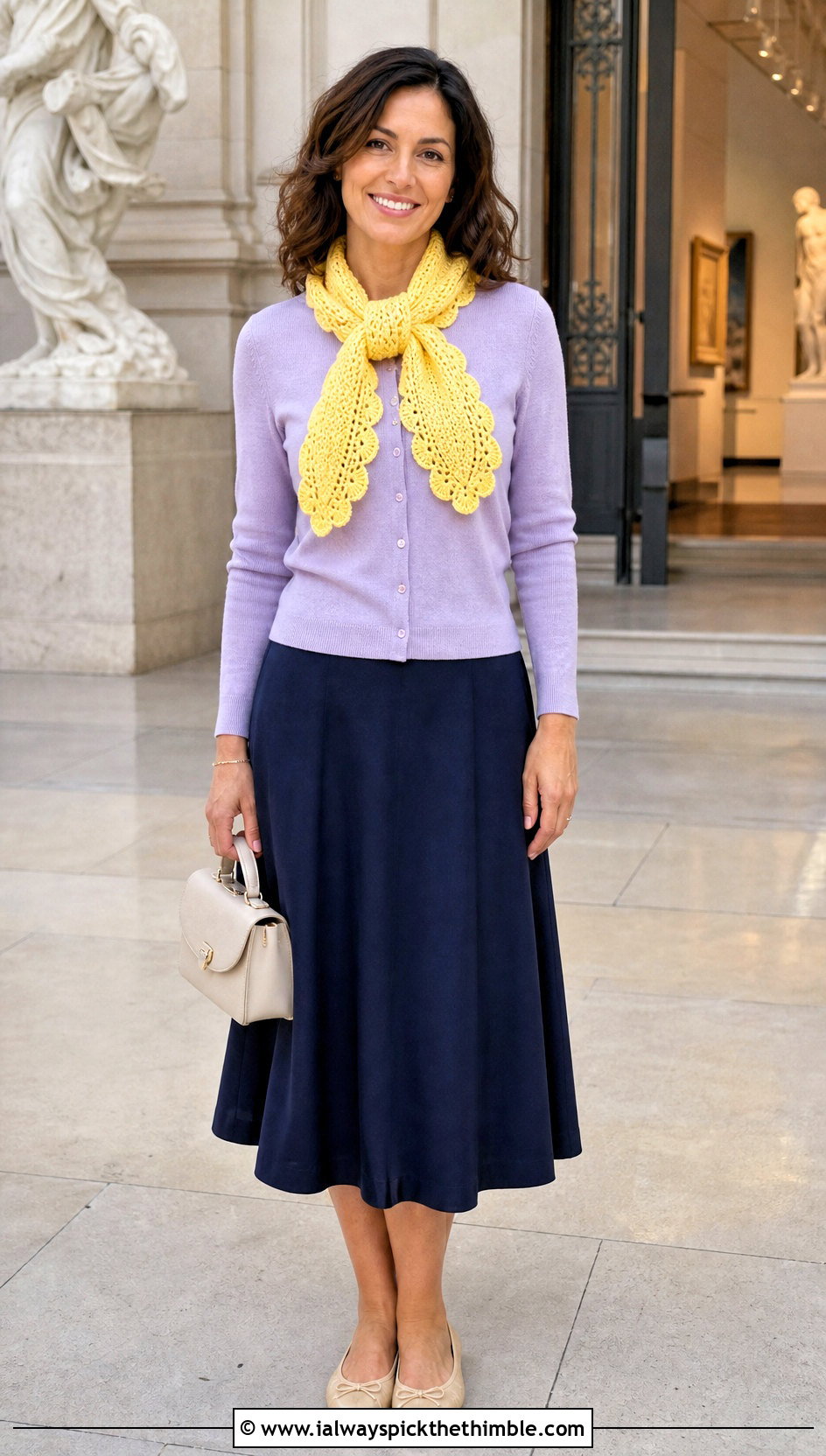 Shell Scarf With Picot Edging And Cardigan - 20 crochet shell scarf outfit ideas