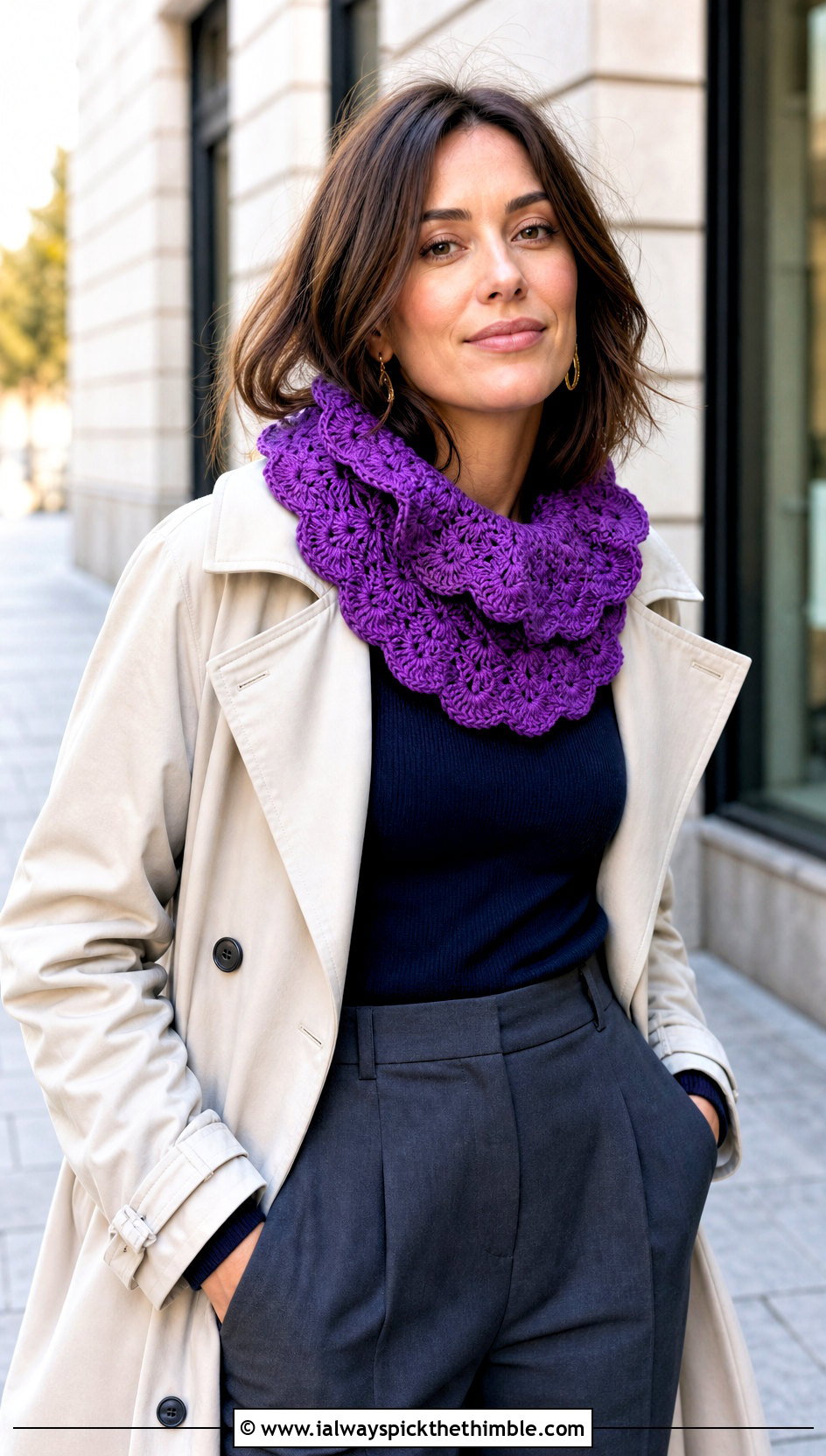 Shell Stitch Clown Crochet Ruffle Collar With Trench Coat - 20 Clown Crochet Ruffle Collar outfit ideas