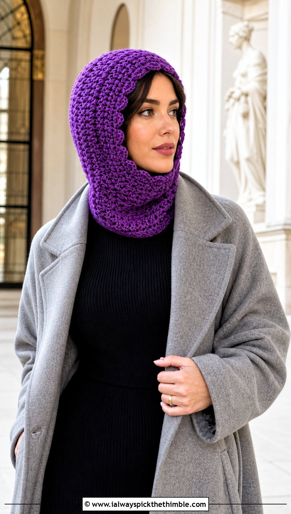 Shell Stitch Crochet Balaclava With Midi Dress - 25 crochet balaclava outfit ideas