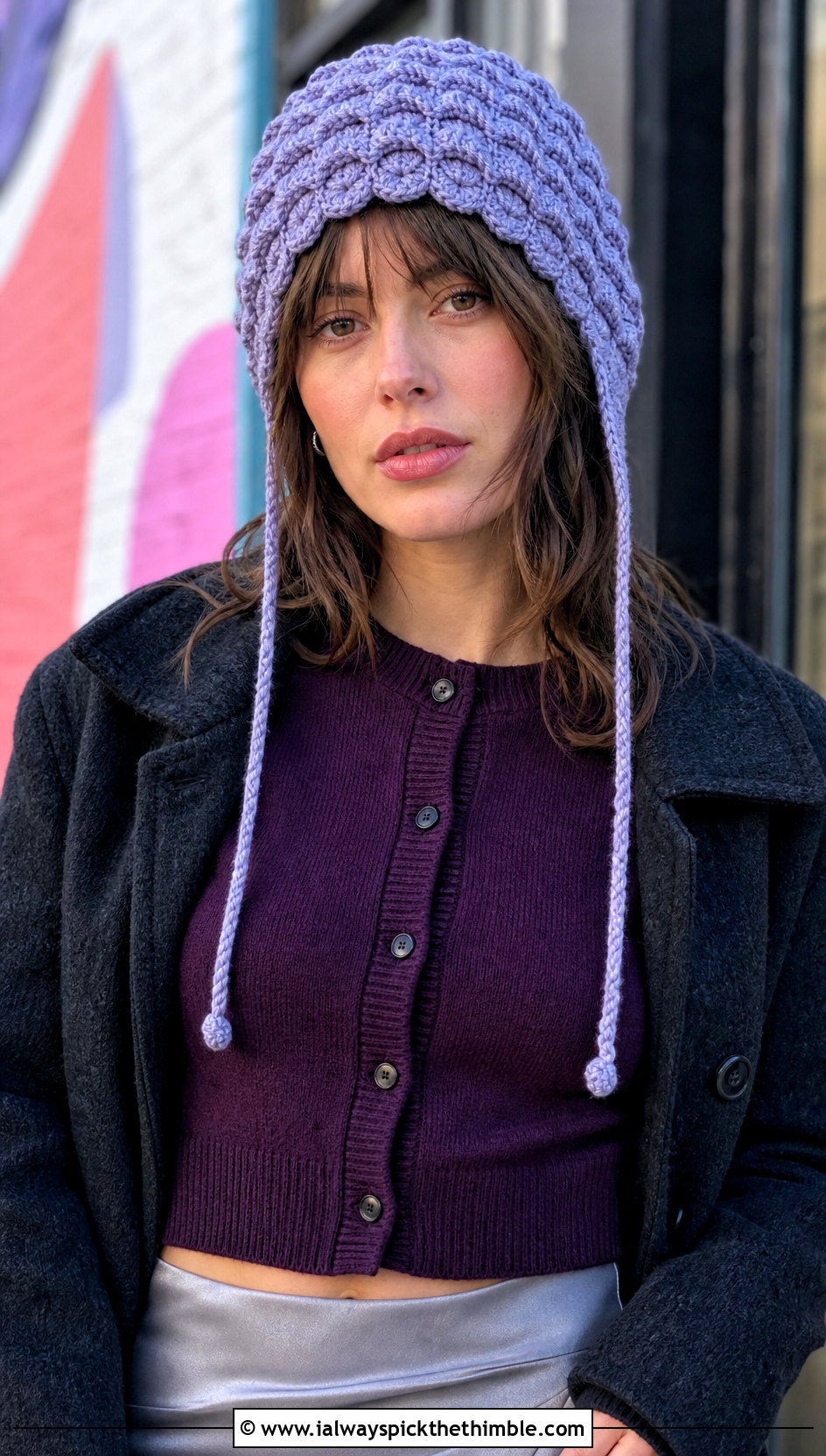 Shell Stitch Crochet Beanie With Earflaps And Satin Skirt - 15 Crochet Beanie With Earflaps outfit ideas