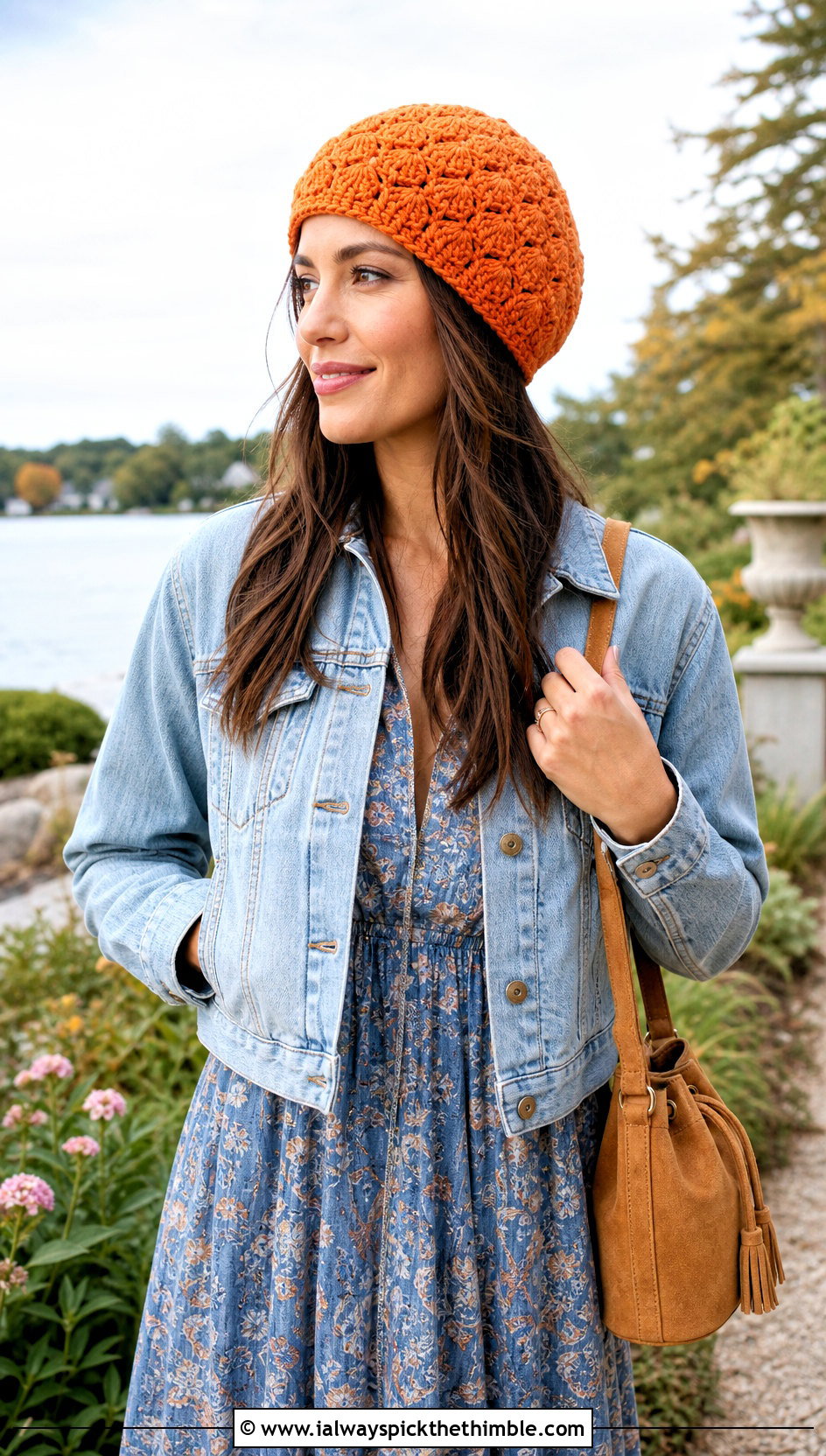 Shell Stitch Crochet Beanie With Maxi Dress - 20 lakeside crochet beanie outfit ideas