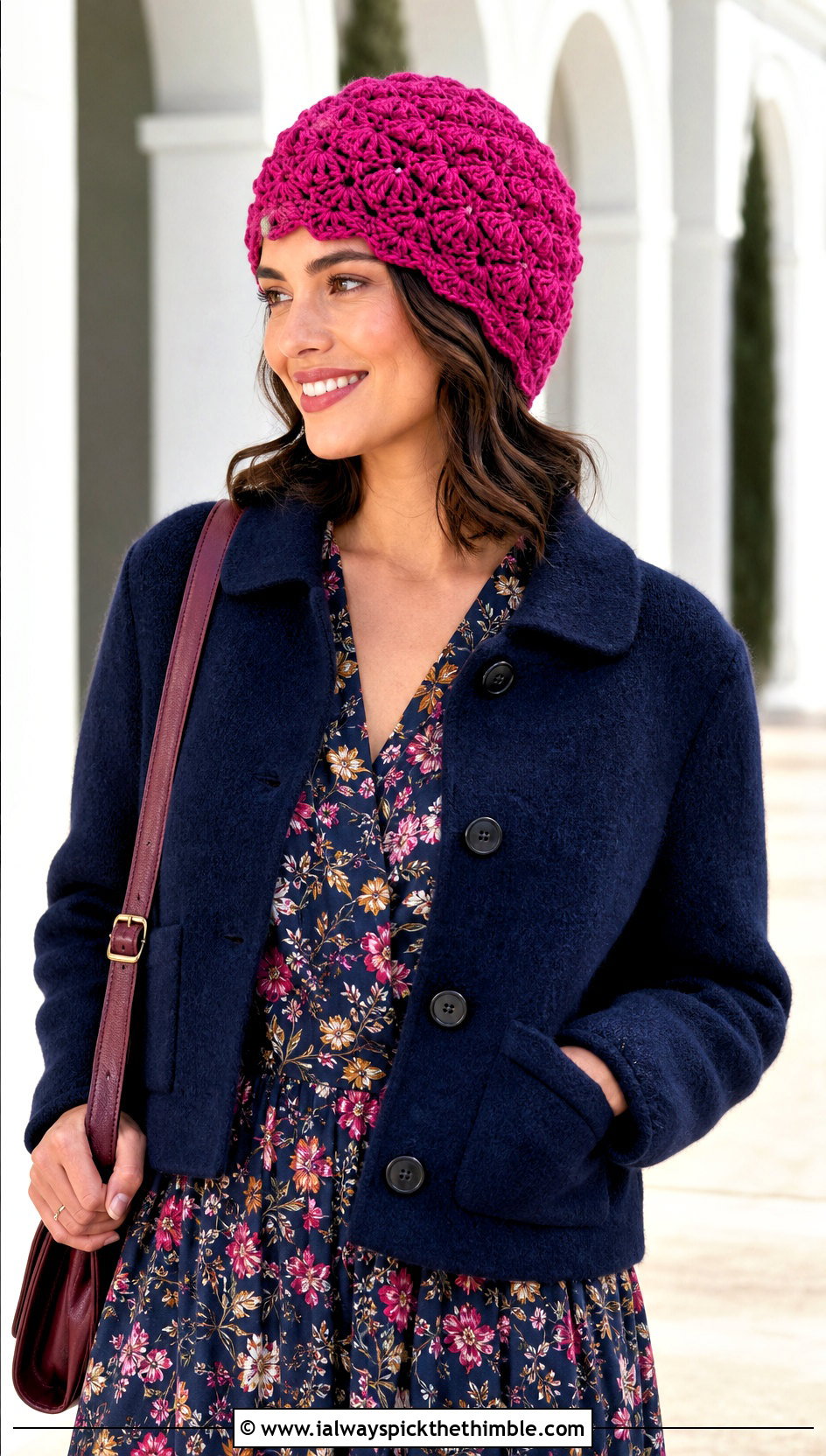 Shell Stitch Crochet Beanie With Midi Dress - 15 Crochet Textured Beanie outfit ideas
