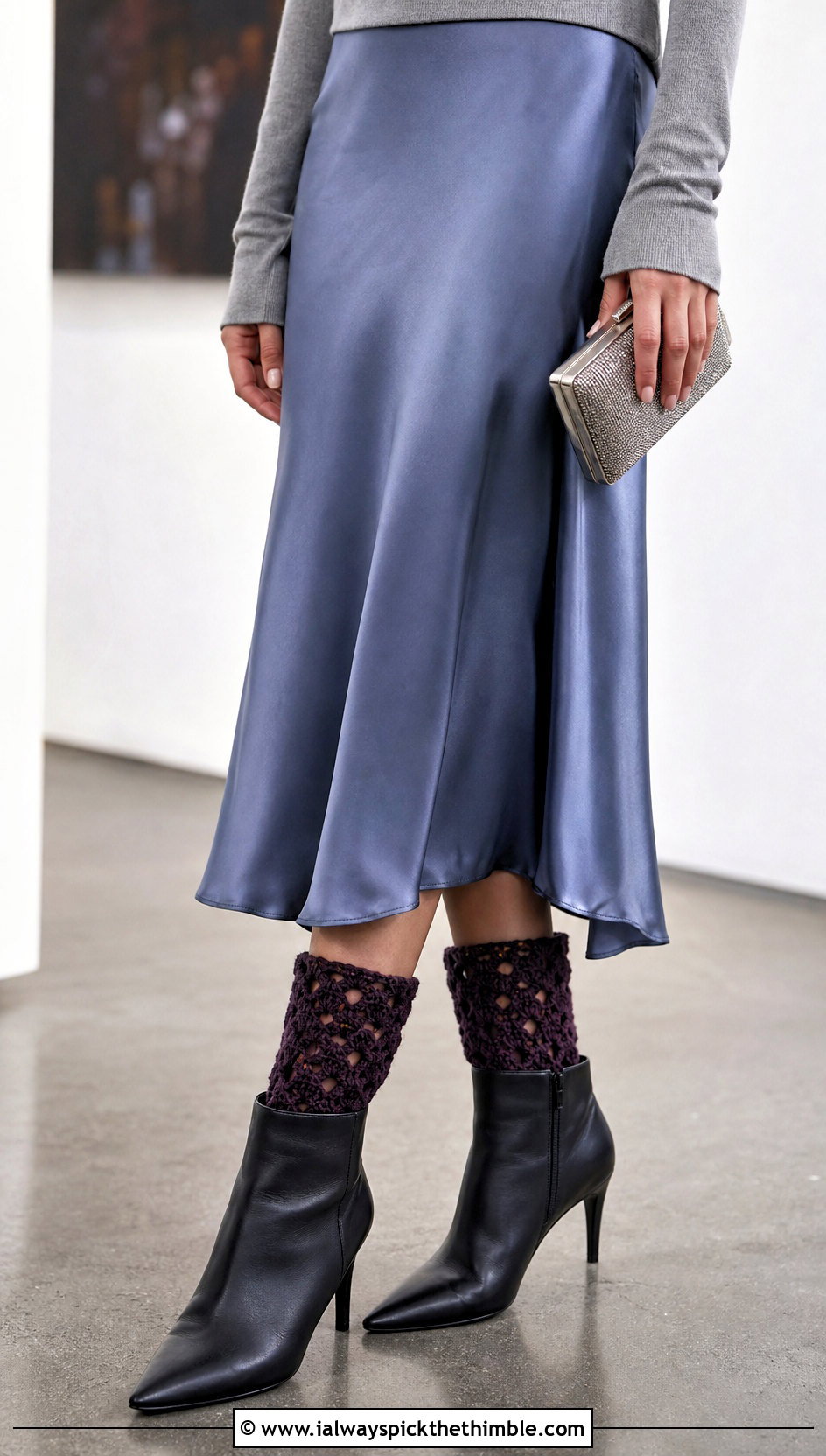 Shell Stitch Crochet Boot Cuffs With Satin Skirt - 25 crochet boot cuffs outfit ideas