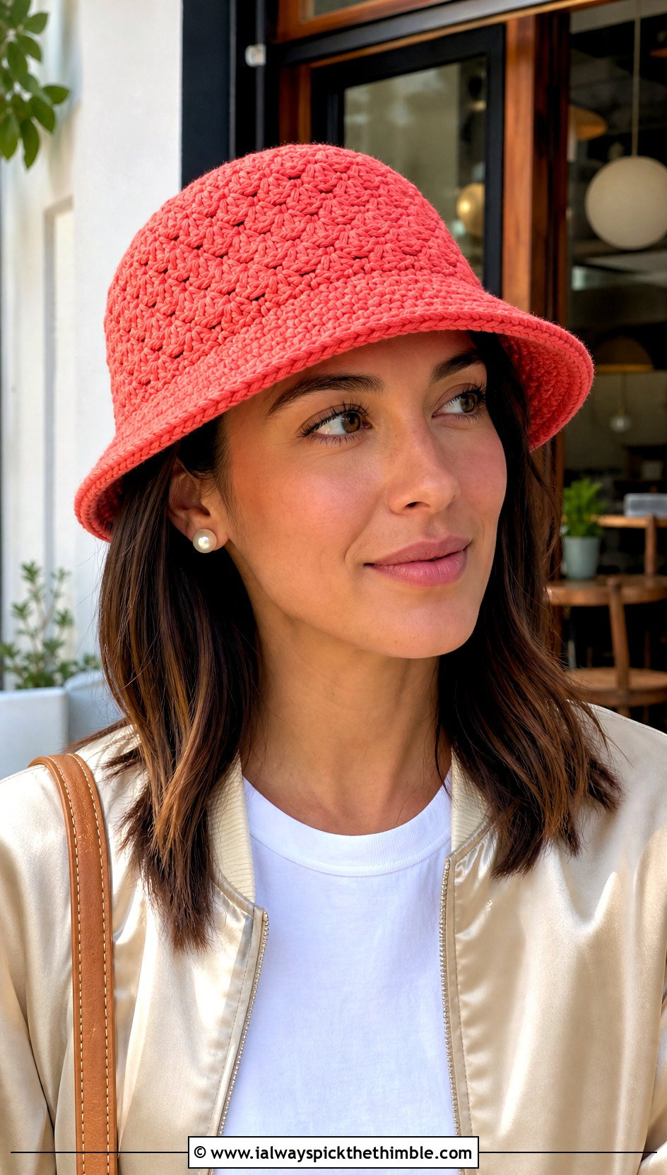 Shell Stitch Crochet Bucket Hat With Satin Skirt - 20 Crochet Bucket Hat Design Ideas