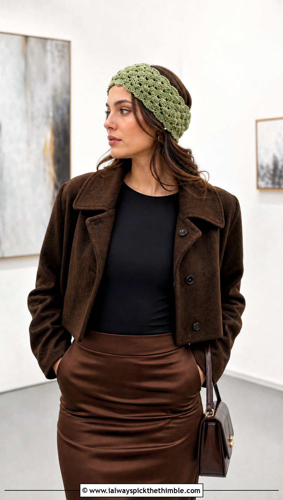 Shell Stitch Crochet Ear Warmer With Satin Skirt - 20 Quick Crochet Ear Warmer outfit ideas