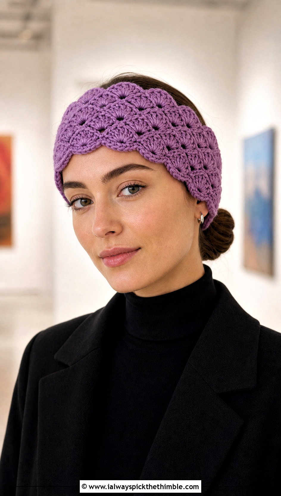 Shell Stitch Crochet Ear Warmer With Satin Skirt - 25 crochet ear warmer outfit ideas
