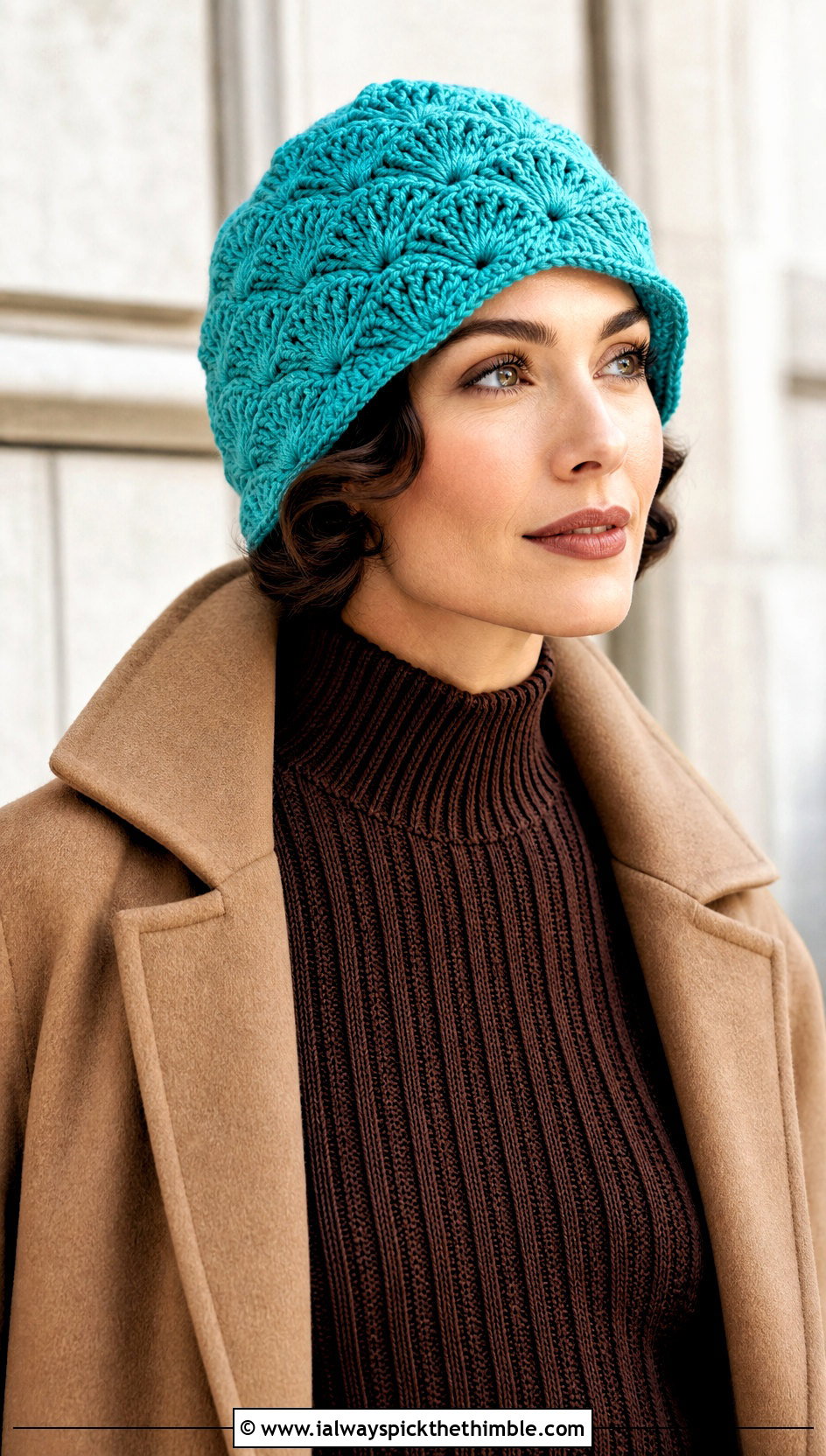 Shell Stitch Crochet Flapper Hat With Knit Dress - 20 crochet flapper hat outfit ideas