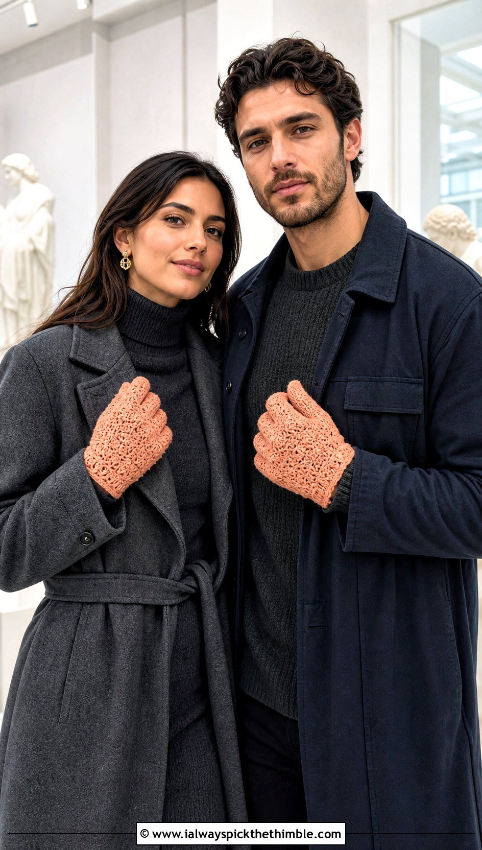 Shell Stitch Crochet Gloves With Sweater Dress Outfits - 20 Crochet Gloves For Couples outfit ideas