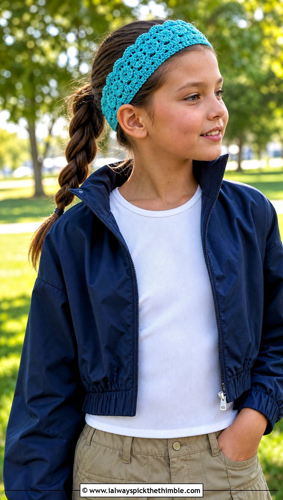 Shell Stitch Crochet Headband With Cargo Skirt - 15 Childrens Crochet Headband outfit ideas