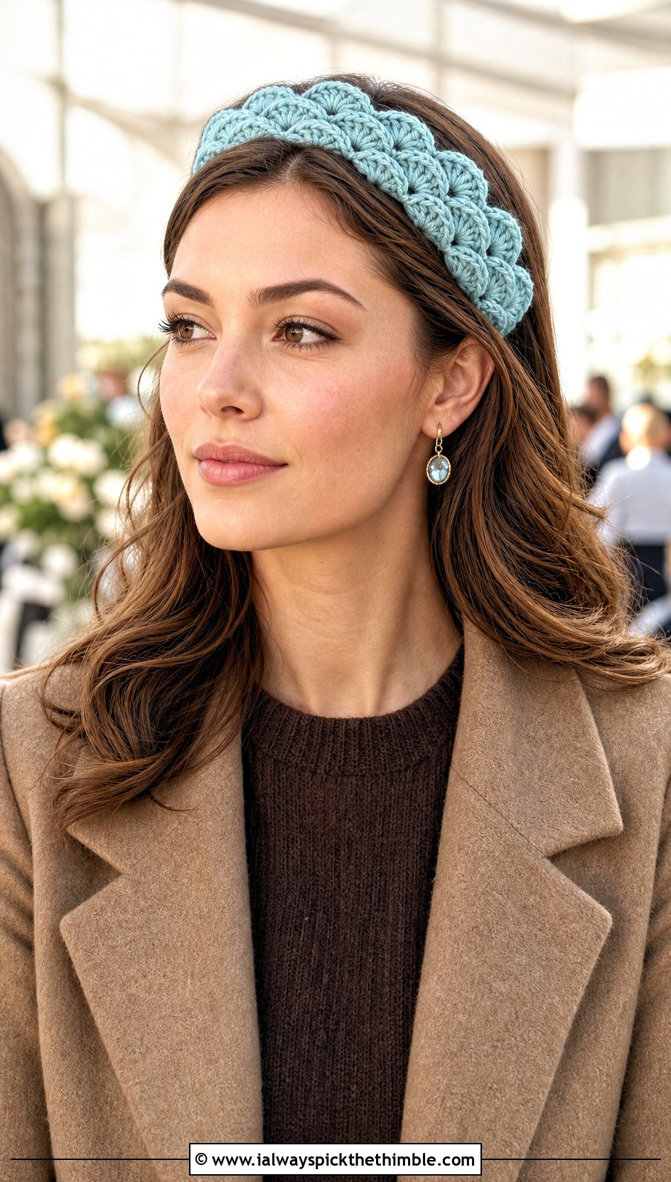 Shell Stitch Crochet Headband With Satin Skirt - 20 Easy Crochet Winter Headband outfit ideas
