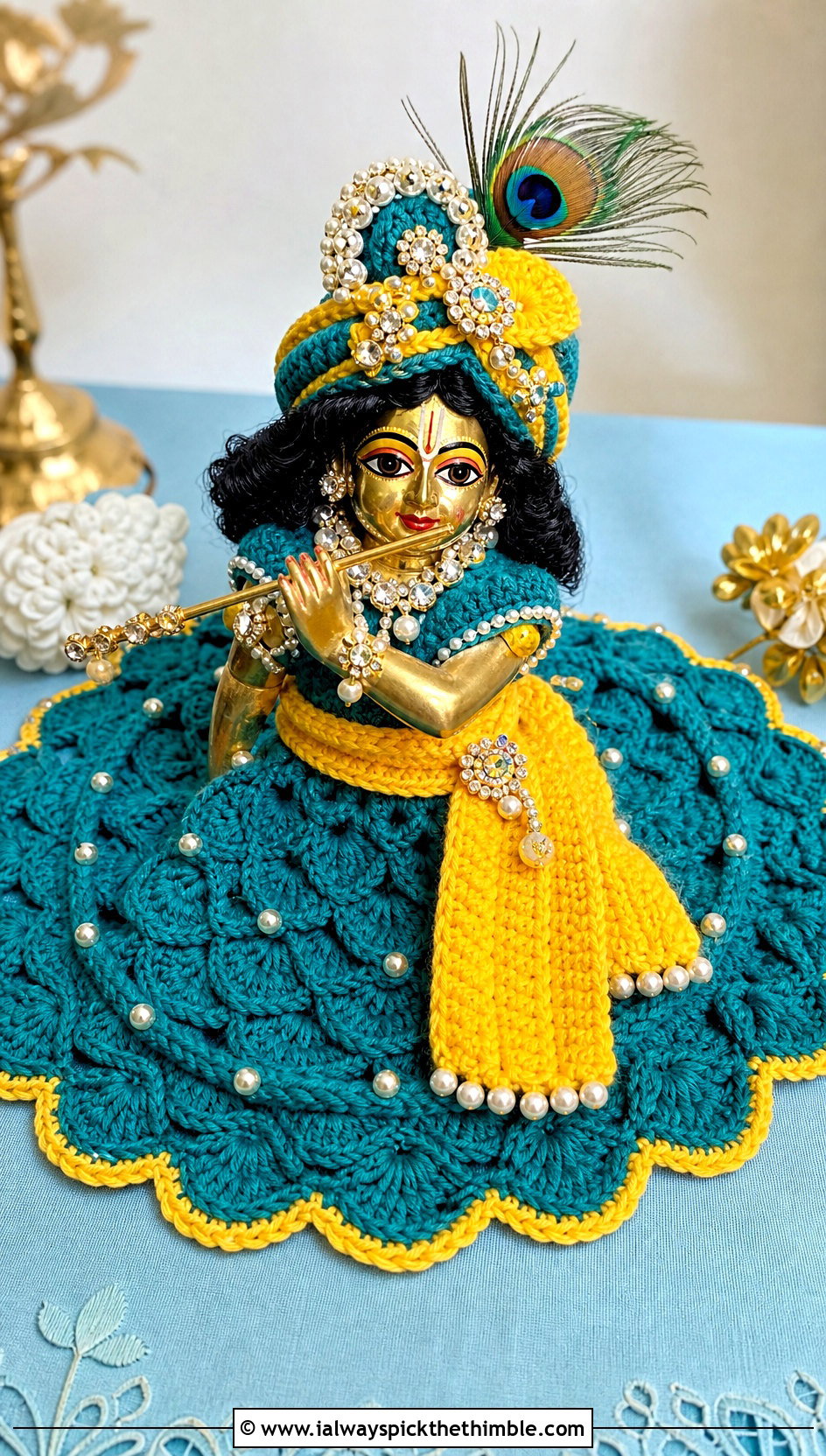 Shell Stitch Crochet Krishna Dress With Flute - 25 crochet krishna dress outfit ideas