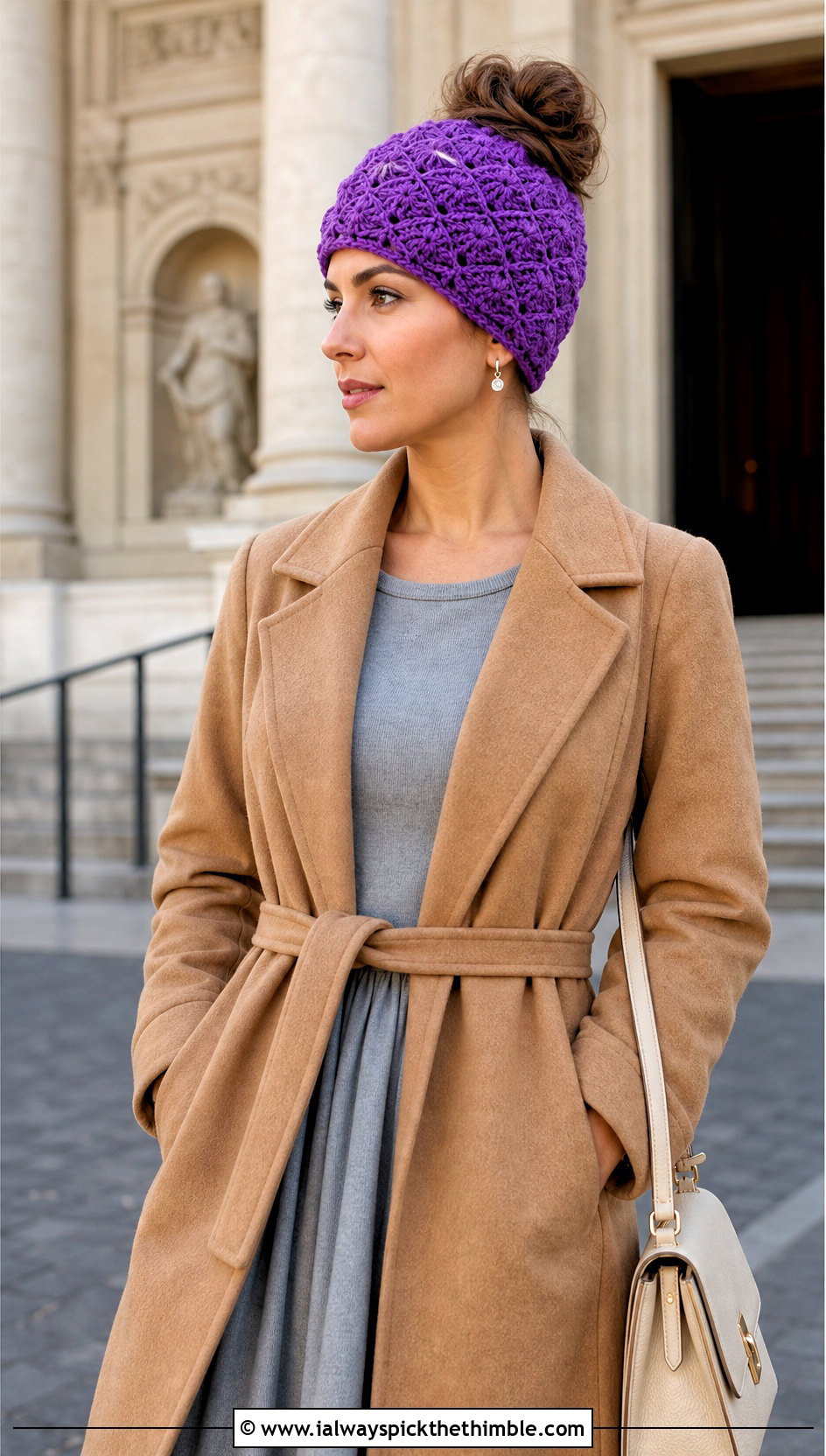 Shell Stitch Crochet Messy Bun Hat With Elastic And Midi Dress - 20 Crochet Messy Bun Hat With Elastic outfit ideas