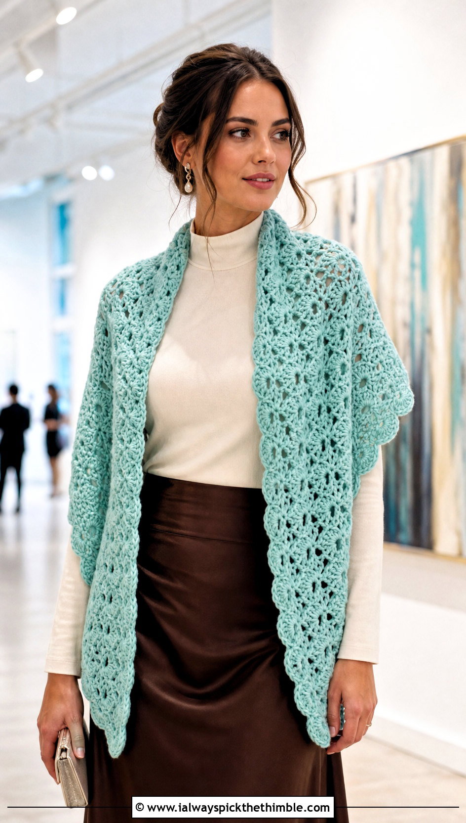 Shell Stitch Crochet Scarf With Satin Skirt - 20 Crochet Scarf Worsted Weight Yarn outfit ideas