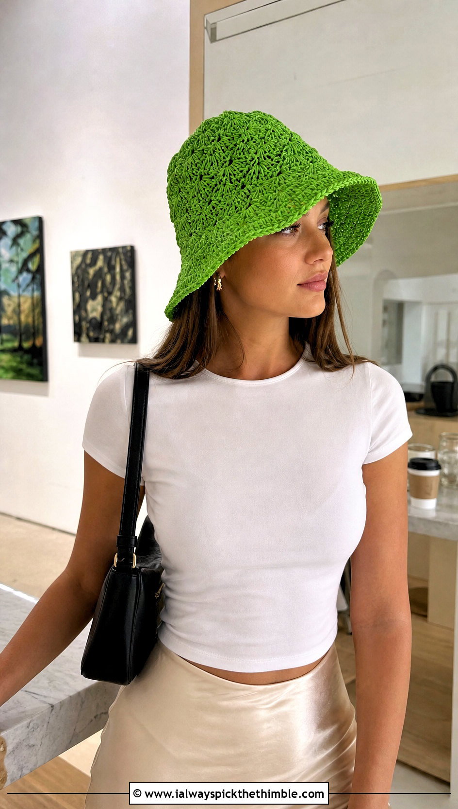 Shell Stitch Crochet Sun Hat With Satin Skirt - 20 Easy Crochet Sun Hat outfit ideas