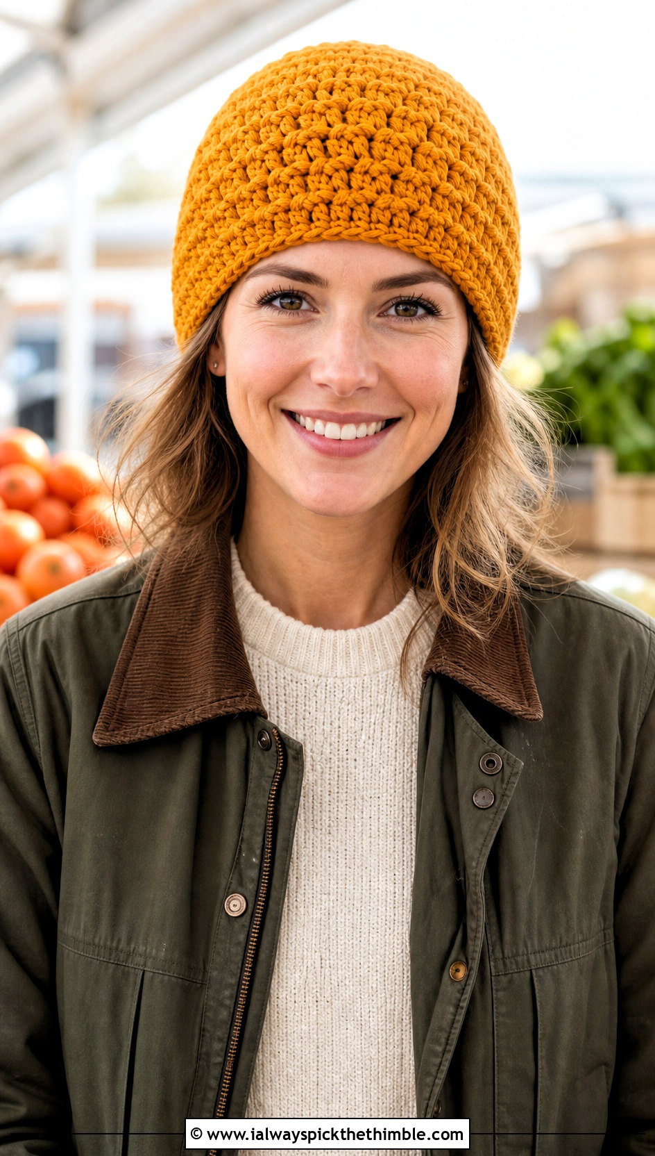 Shell Stitch Magic Circle Crochet Beanie With Barn Jacket - 20 Crochet Beanie Magic Circle outfit ideas