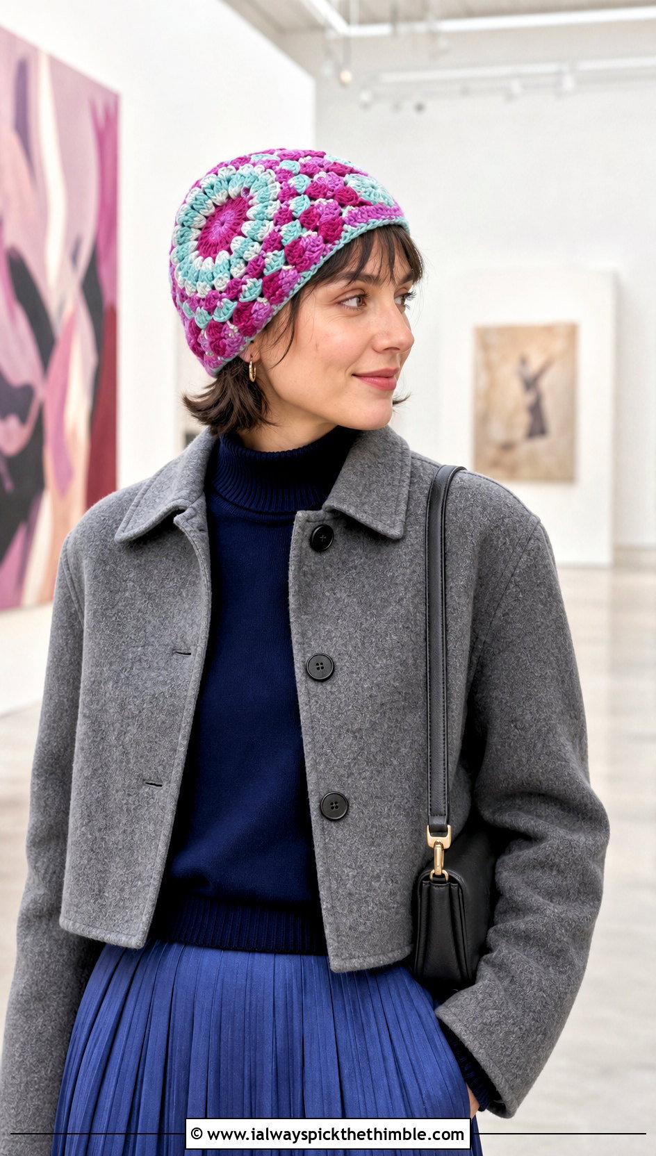 Shell Stitch Mandala Crochet Beanie With Pleated Skirt - 20 Mandala Crochet Beanie outfit ideas