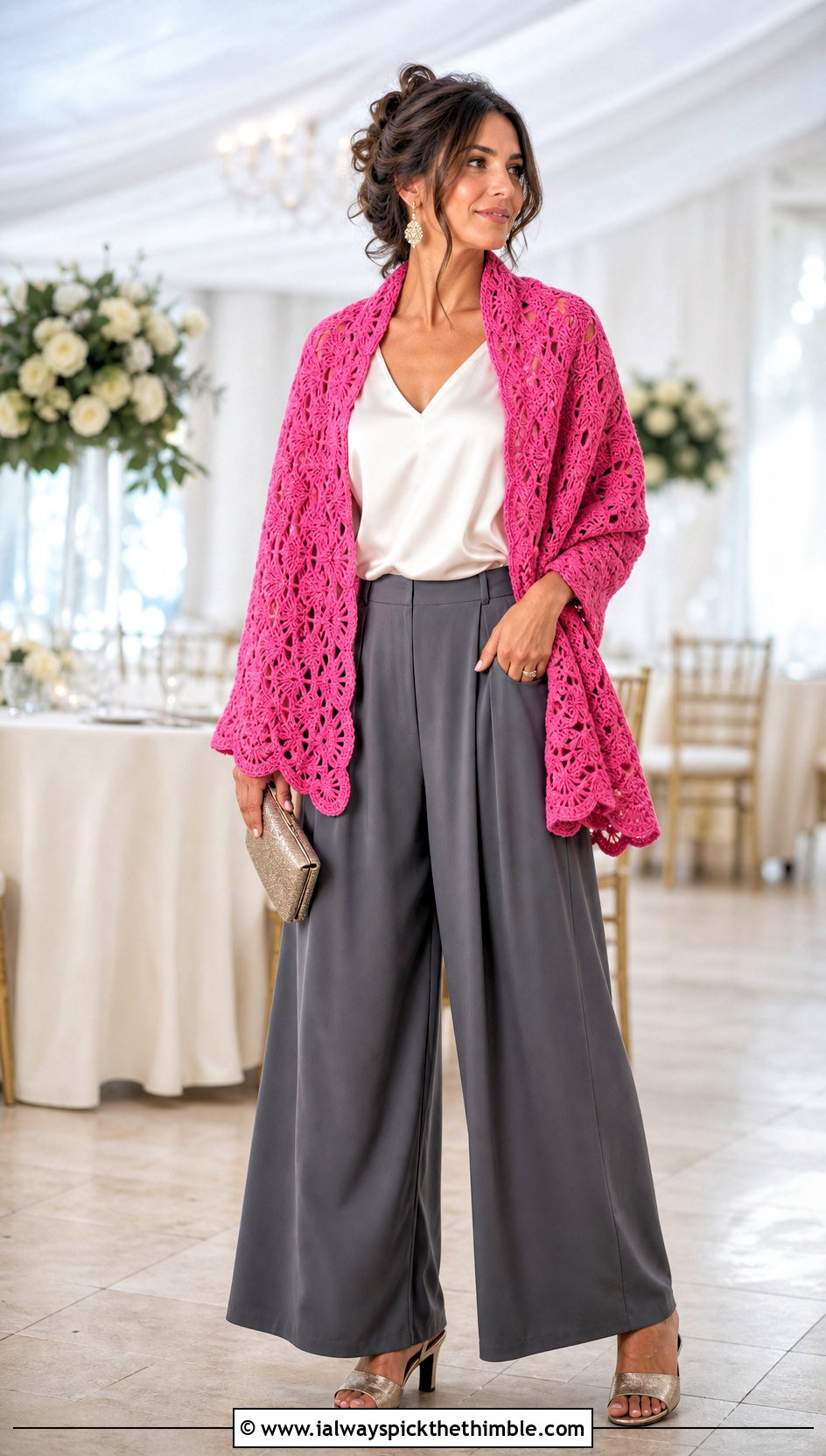 Shell Stitch Prayer Shawl With Palazzo Pants - 15 Crochet Prayer Shawl Amazing Grace outfit ideas